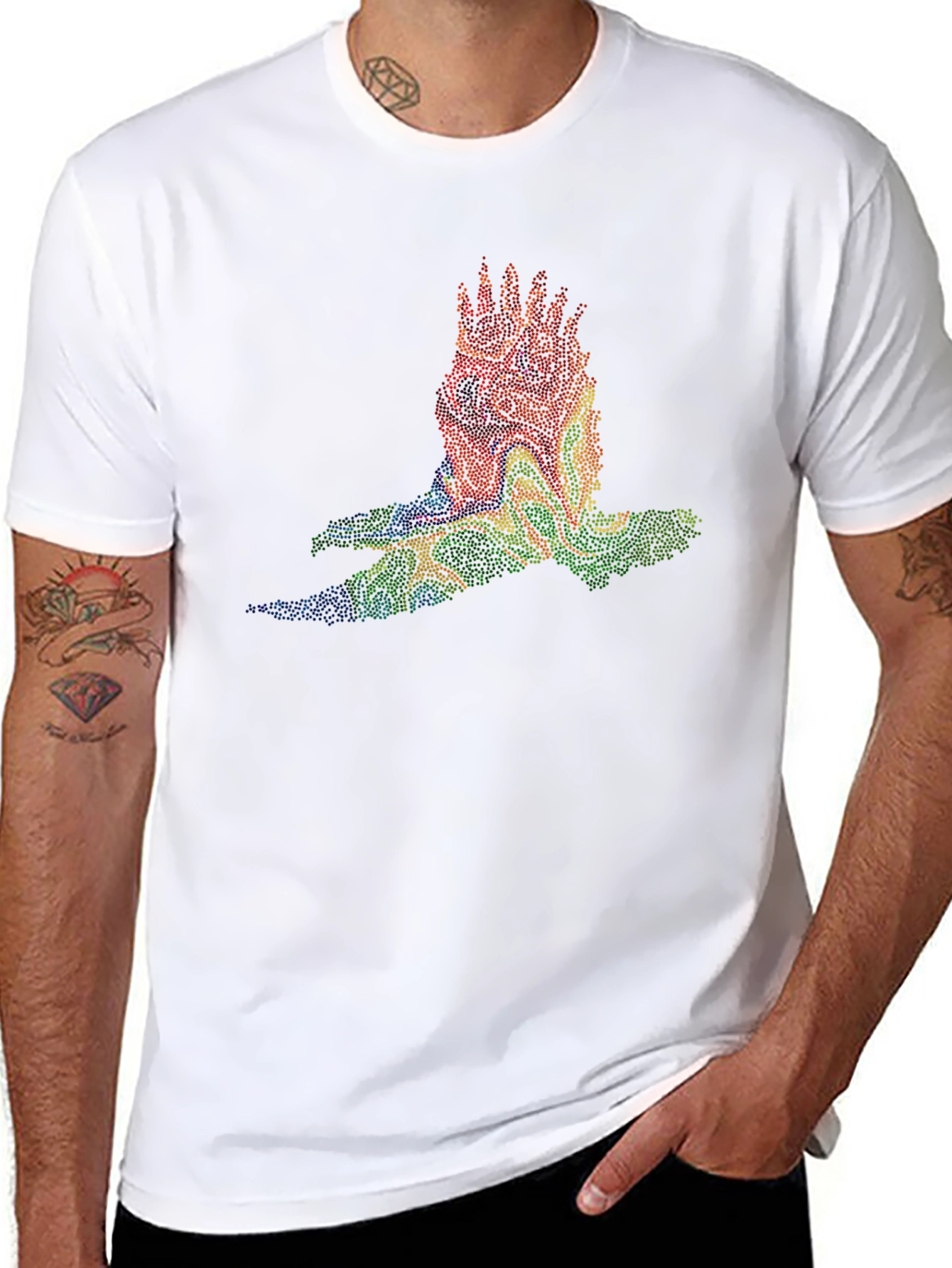 Abstract Bird Graphic Black T-Shirt