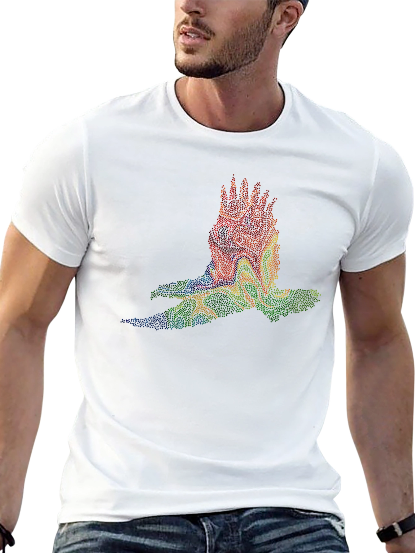 Abstract Bird Graphic Black T-Shirt