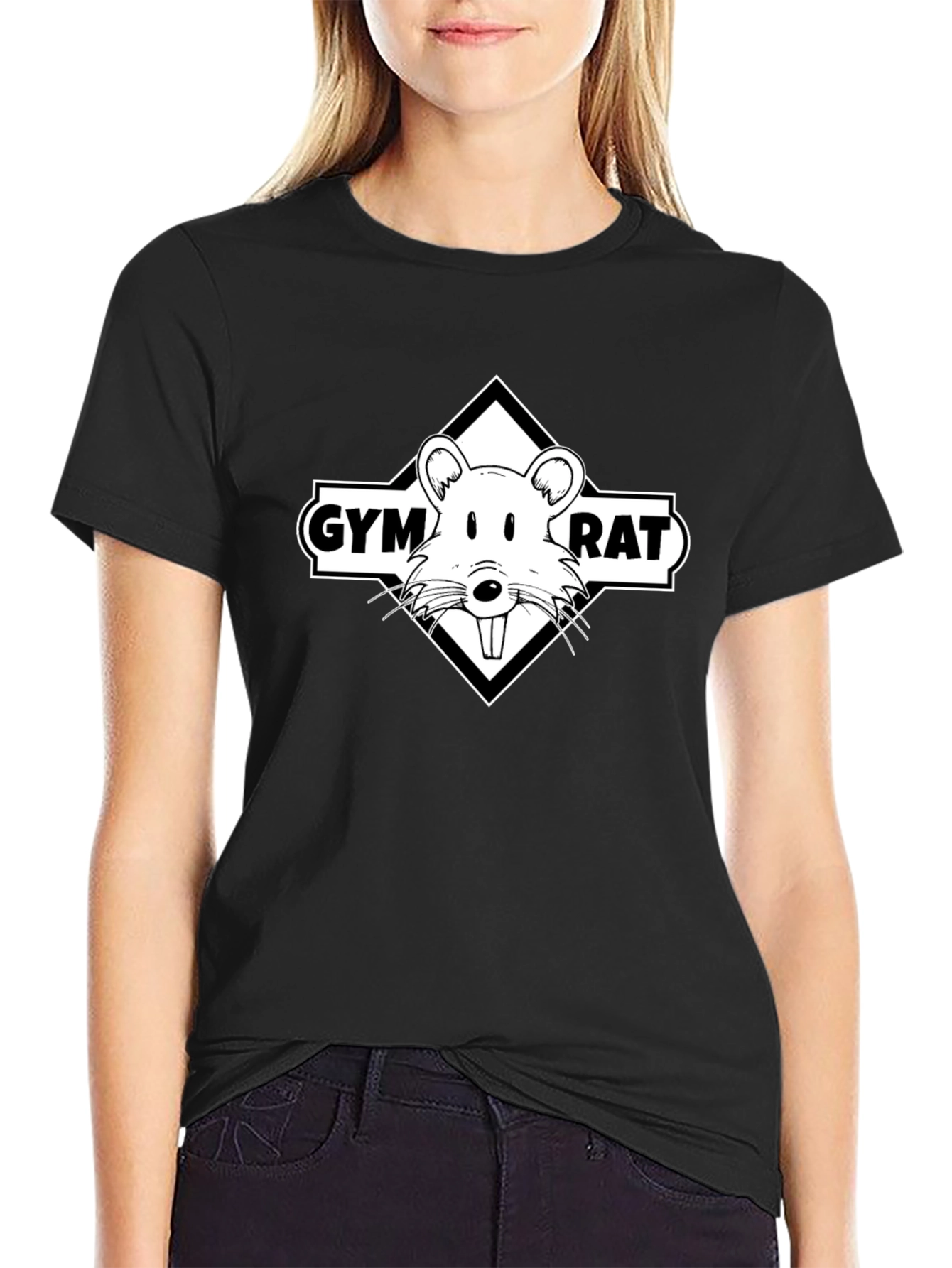 Gym Rat Graphic Tee - Black Cotton T-Shirt
