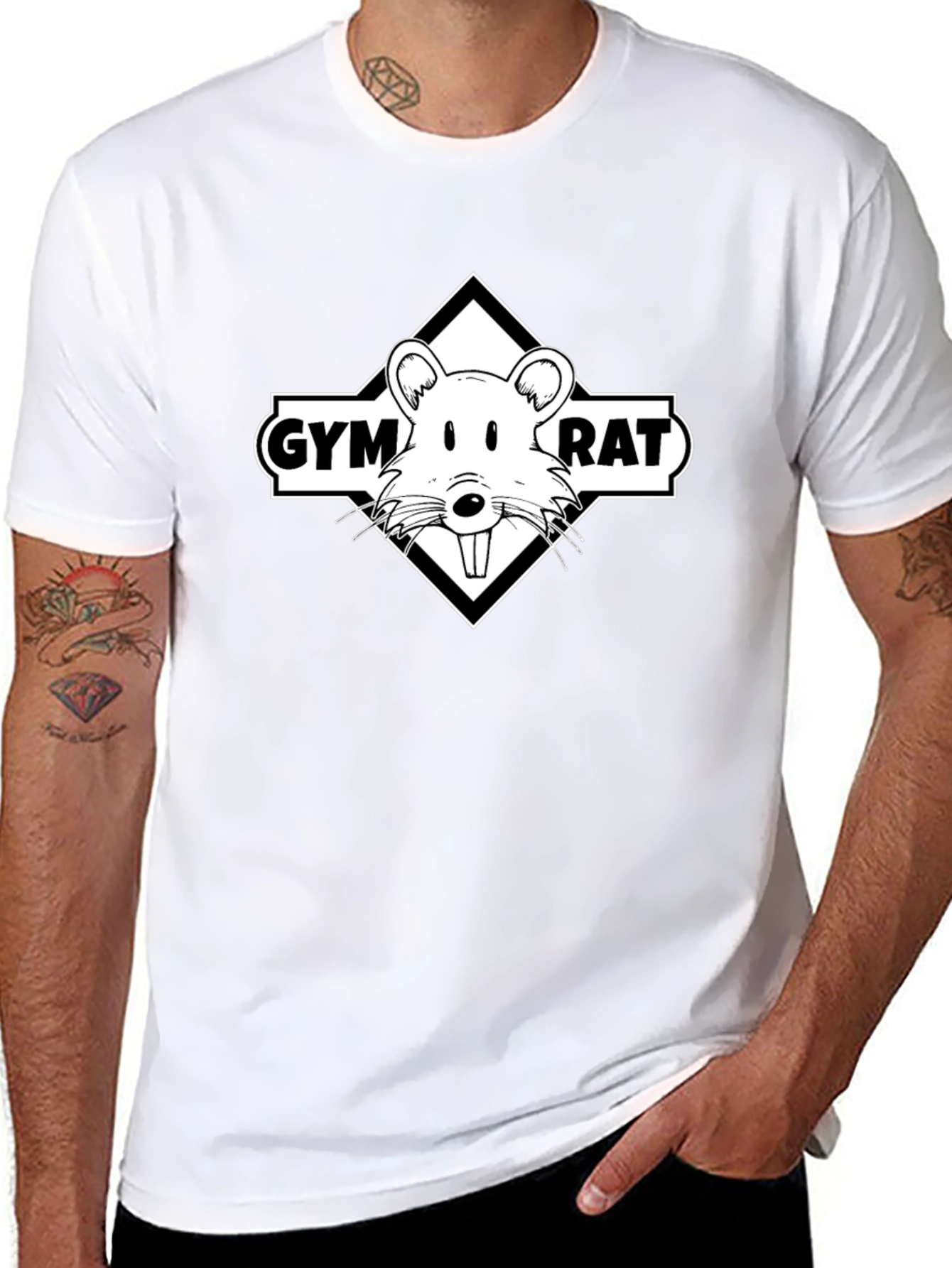 Gym Rat Graphic Tee - Black Cotton T-Shirt
