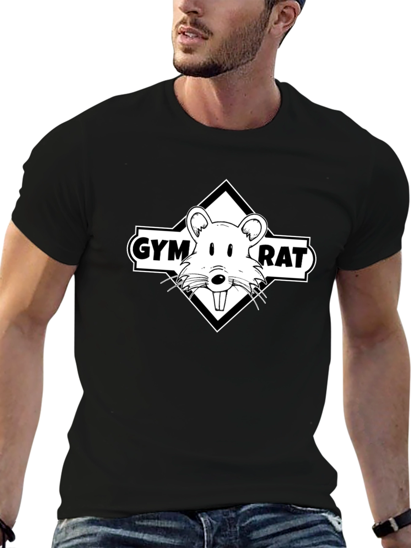 Gym Rat Graphic Tee - Black Cotton T-Shirt
