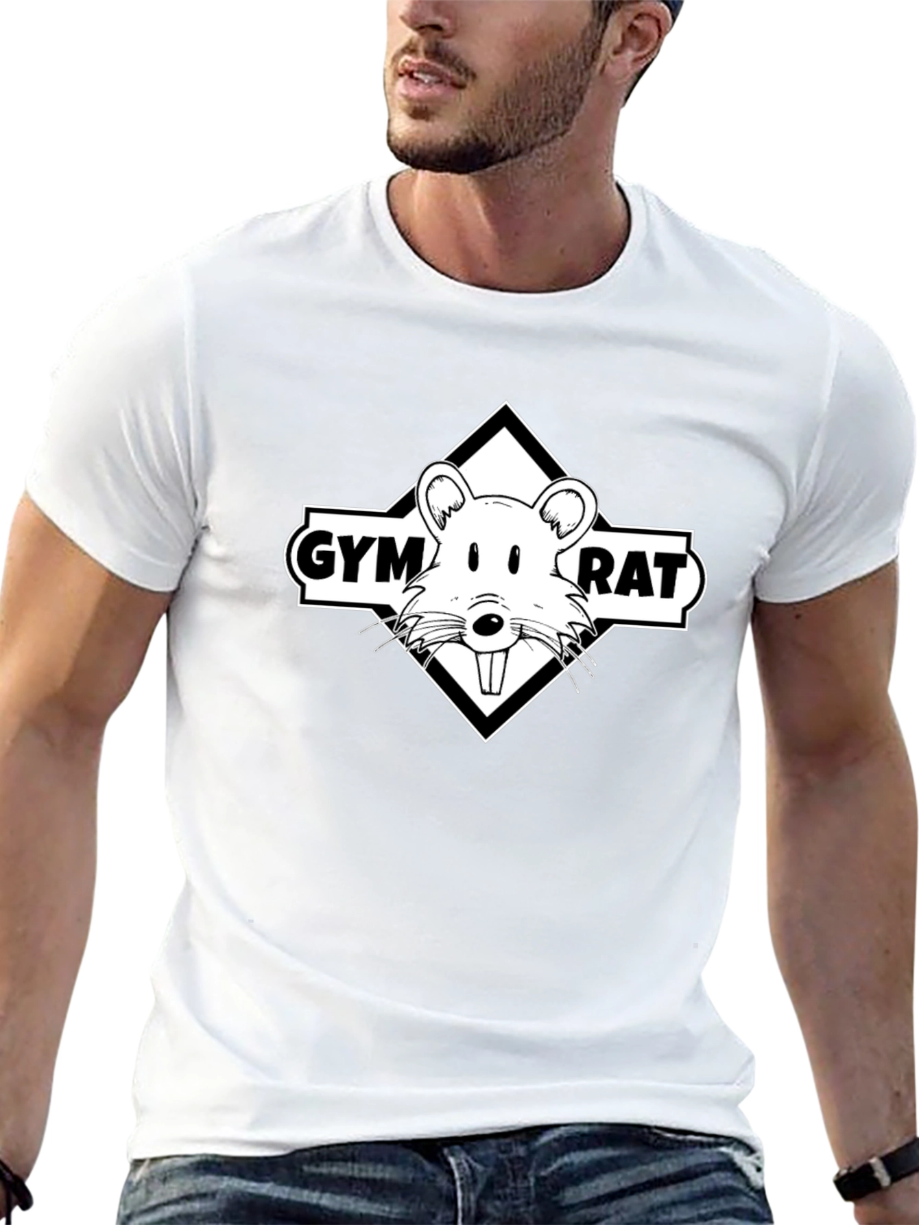 Gym Rat Graphic Tee - Black Cotton T-Shirt