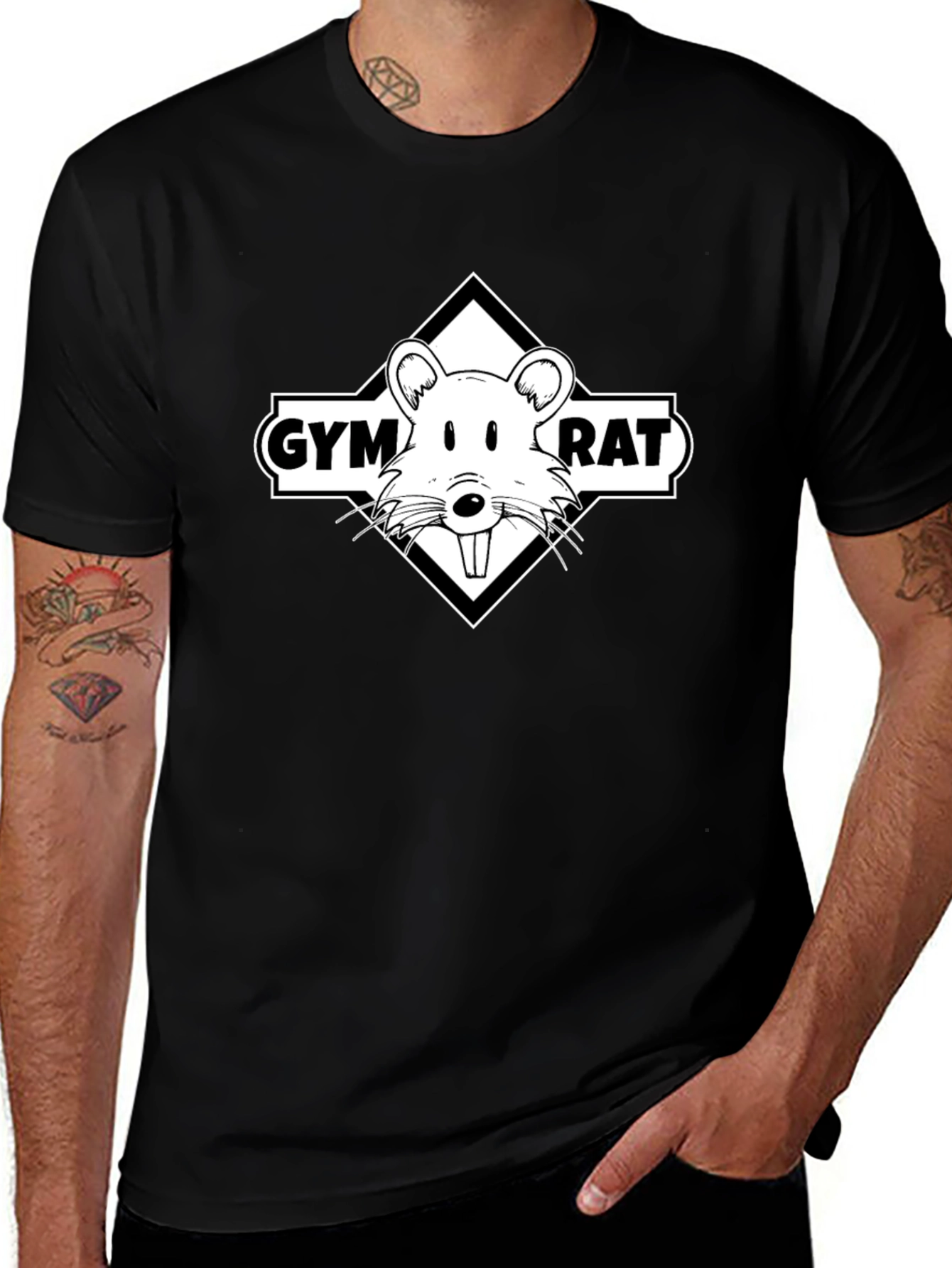 Gym Rat Graphic Tee - Black Cotton T-Shirt