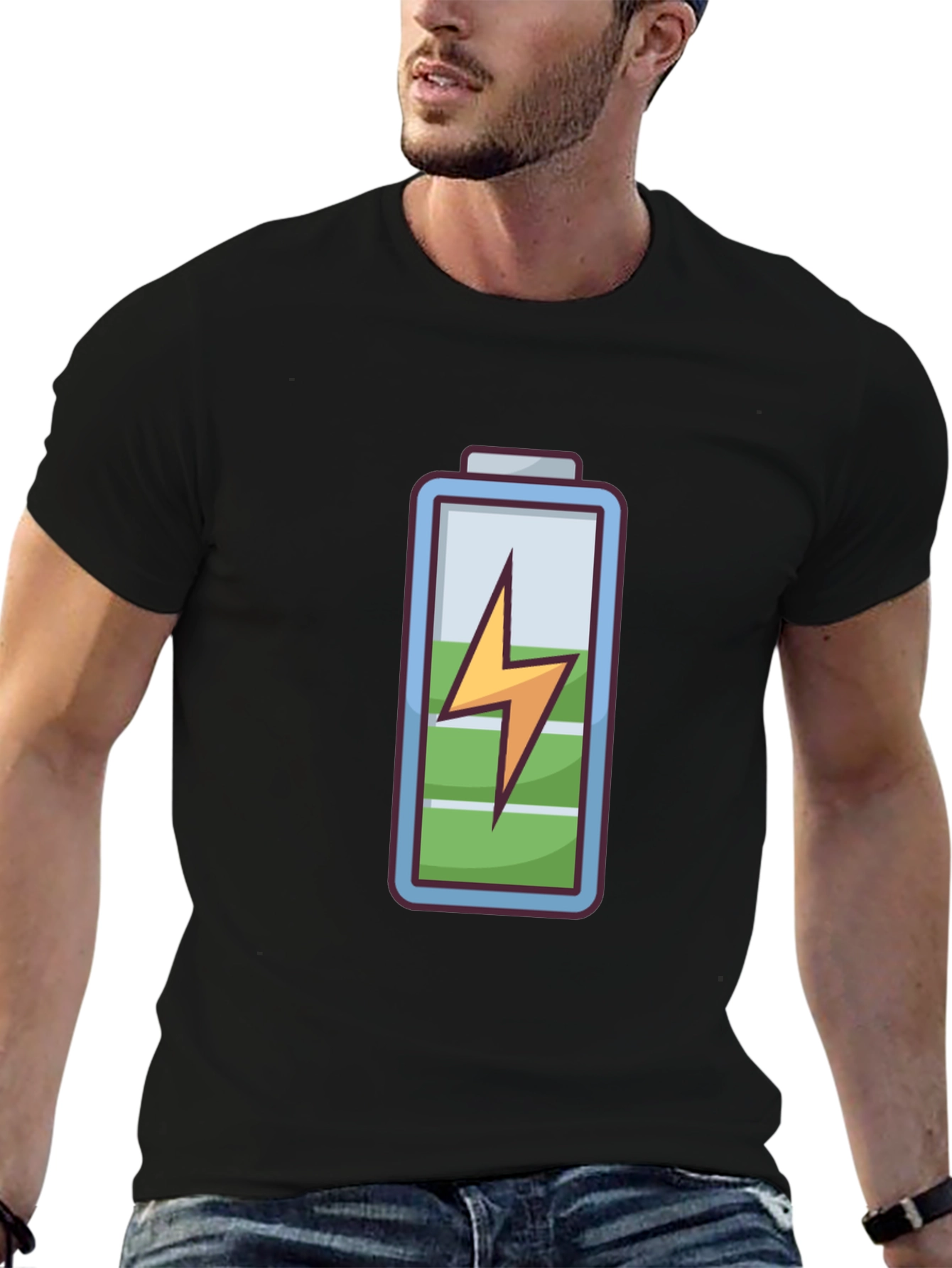 Charged Up Graphic Tee - Black Cotton T-Shirt