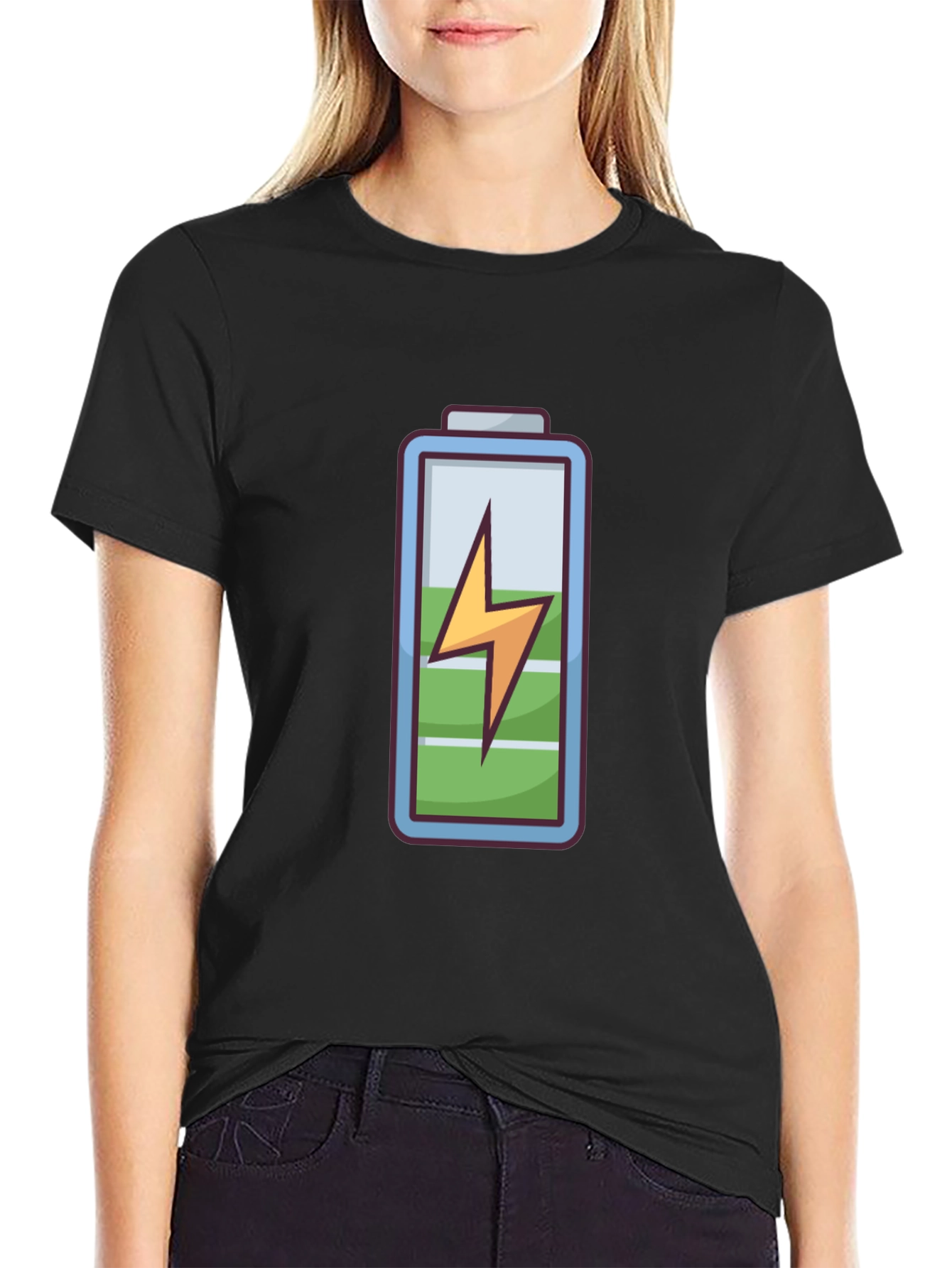Charged Up Graphic Tee - Black Cotton T-Shirt