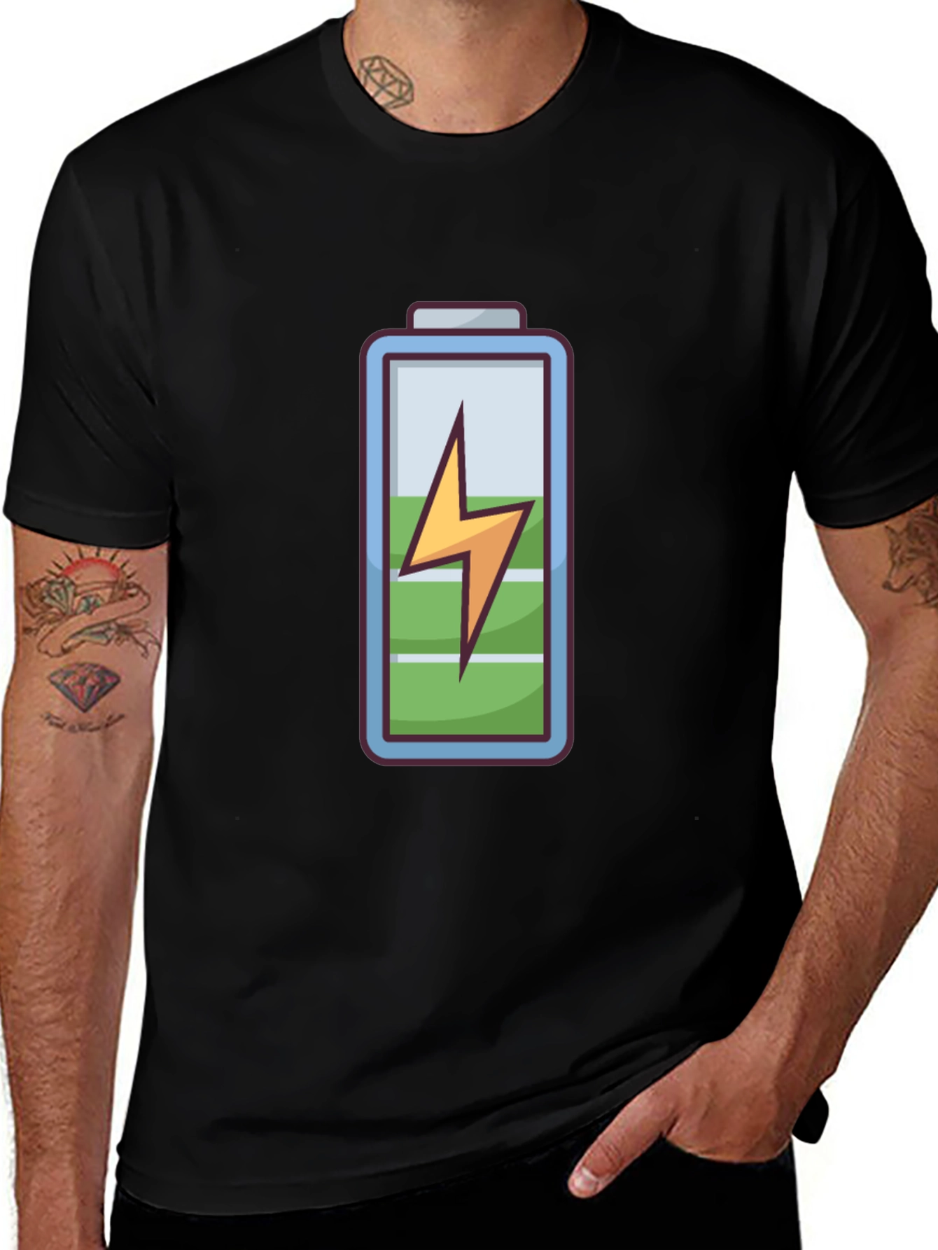 Charged Up Graphic Tee - Black Cotton T-Shirt