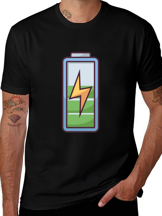 Charged Up Graphic Tee - Black Cotton T-Shirt
