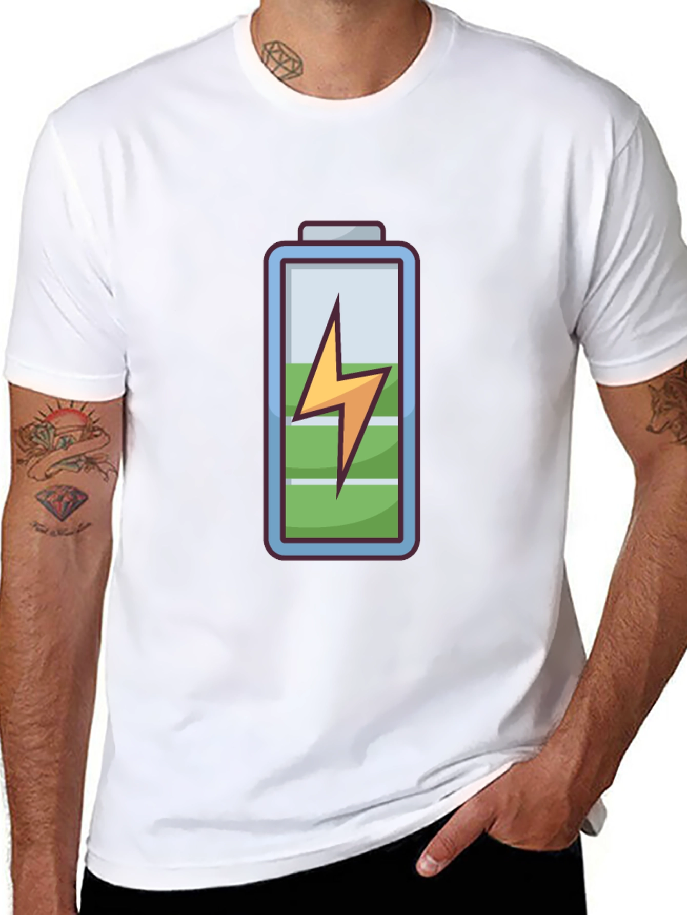 Charged Up Graphic Tee - Black Cotton T-Shirt