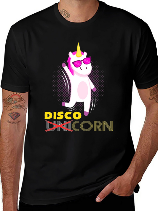 Disco Unicorn T-Shirt - Dancing Cartoon Graphic Tee