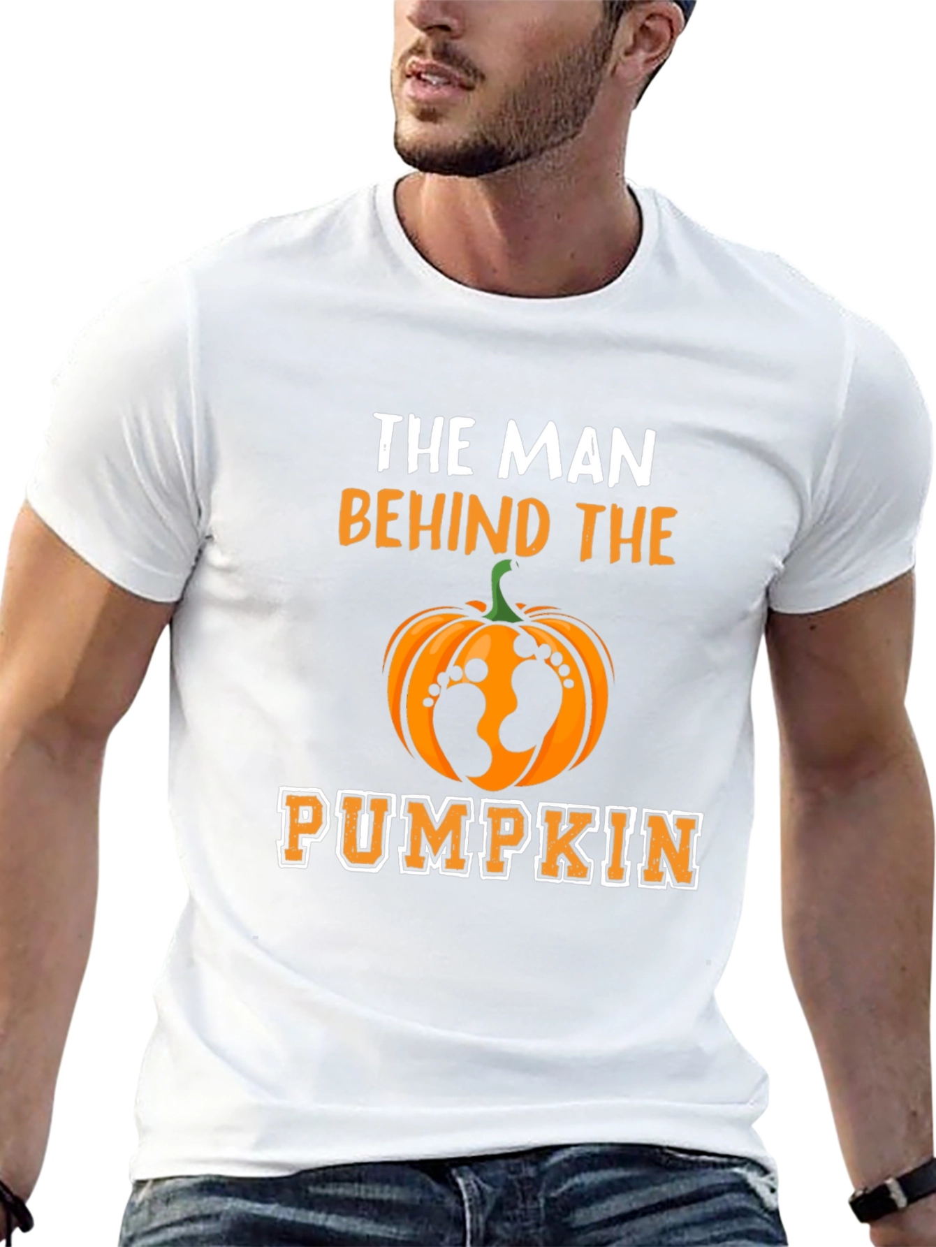 Man Behind the Pumpkin T-Shirt - Halloween Dad Tee