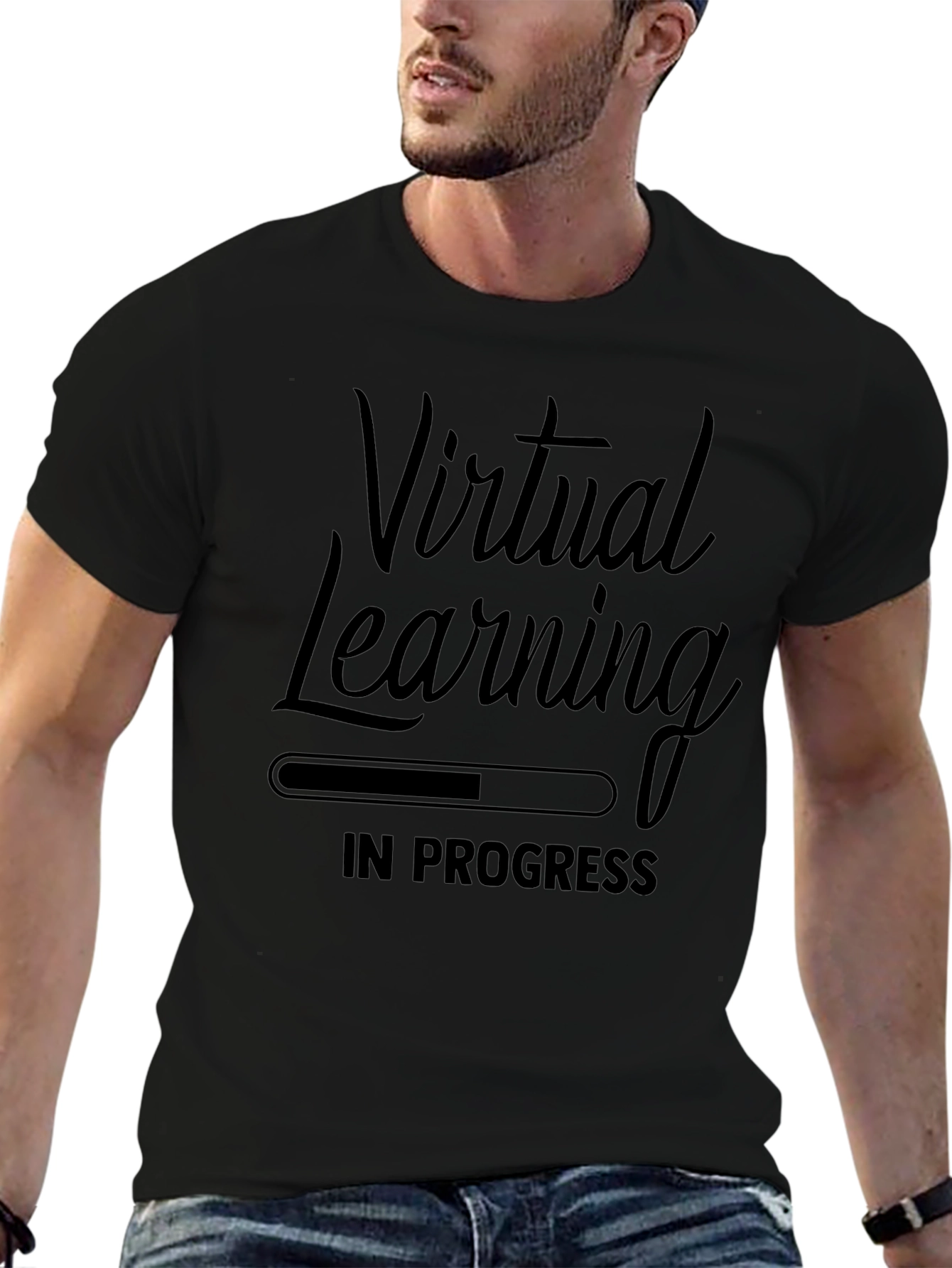 Virtual Learning In Progress Black T-Shirt