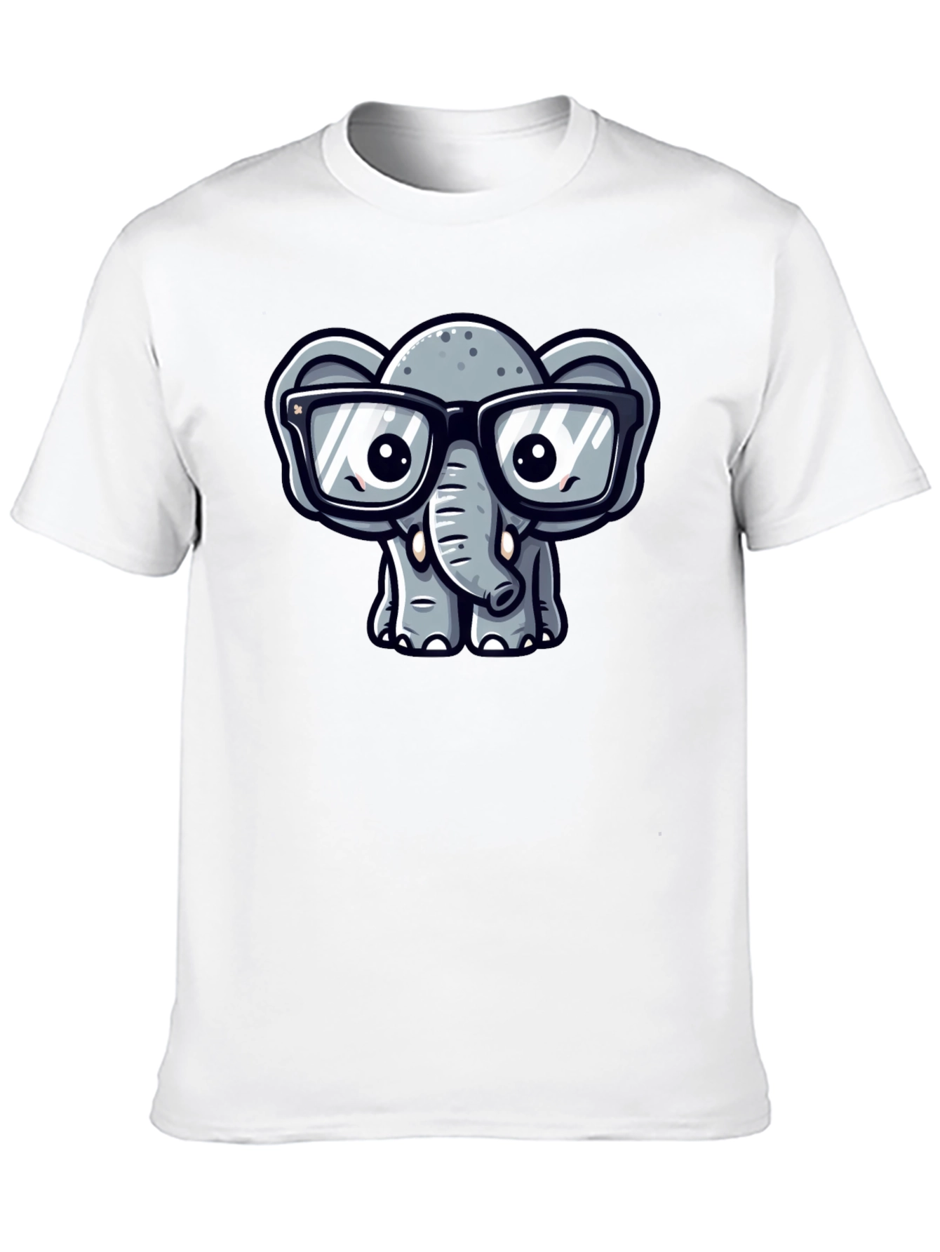 Nerdy Elephant T-Shirt - Cute Cartoon Design