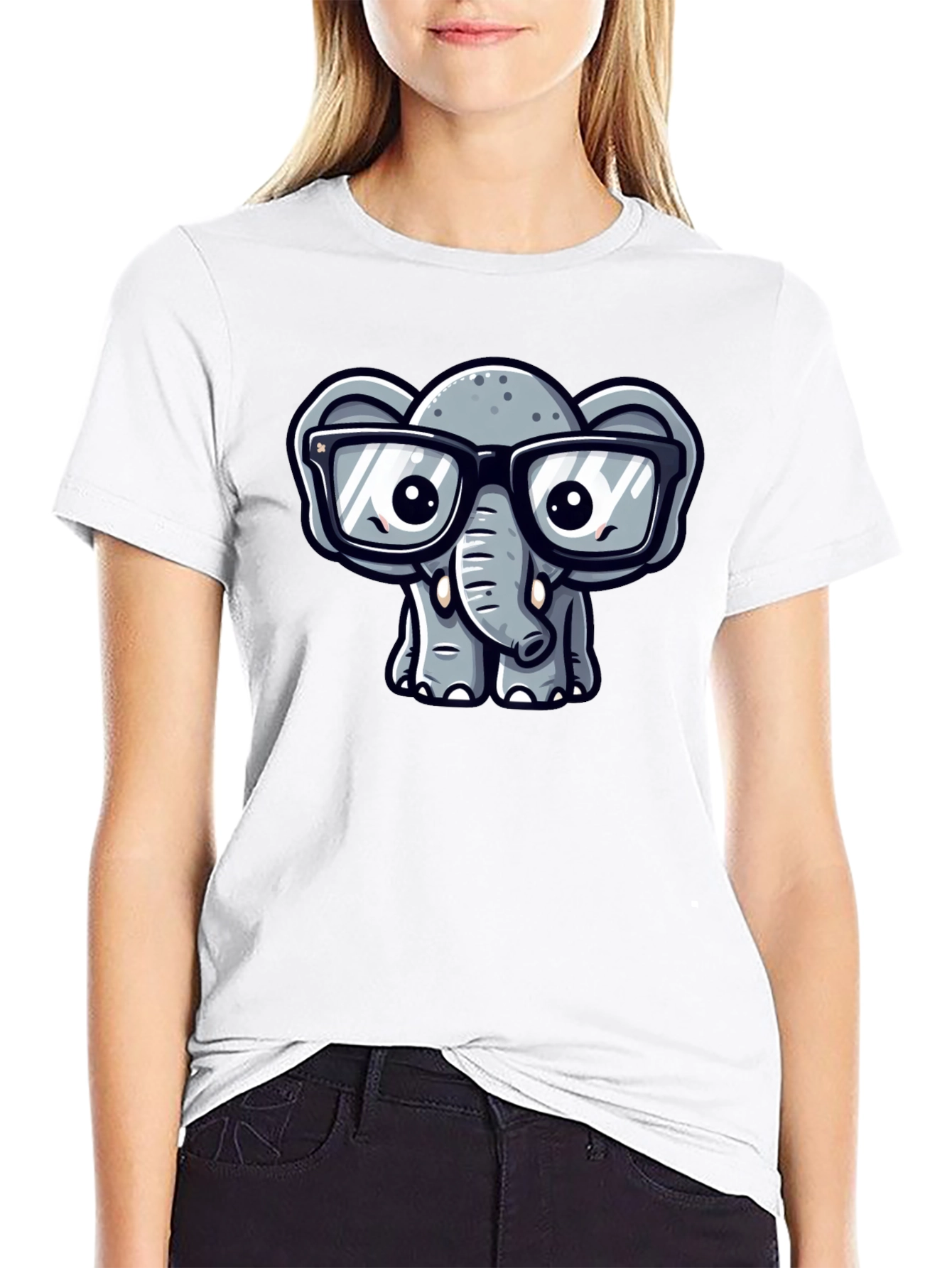 Nerdy Elephant T-Shirt - Cute Cartoon Design