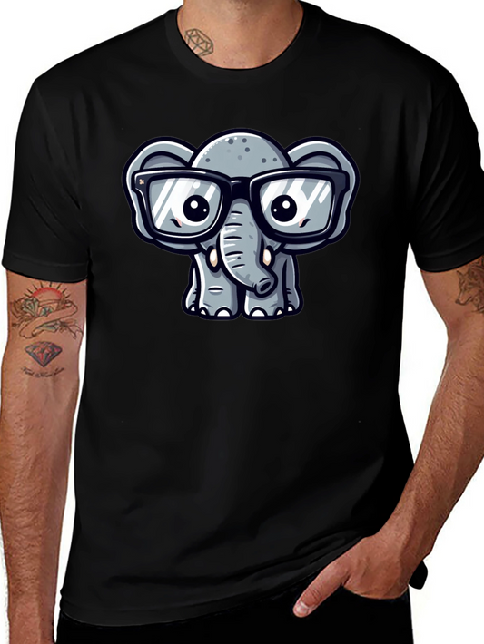 Nerdy Elephant T-Shirt - Cute Cartoon Design