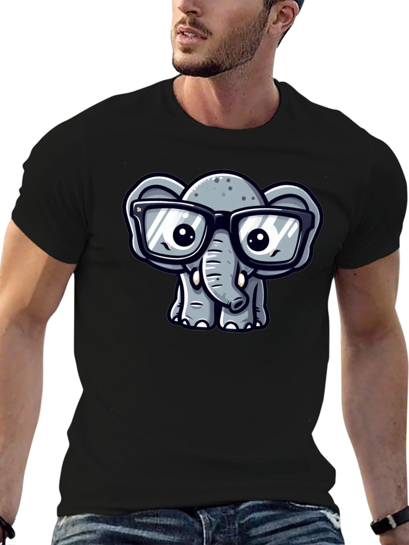 Nerdy Elephant T-Shirt - Cute Cartoon Design