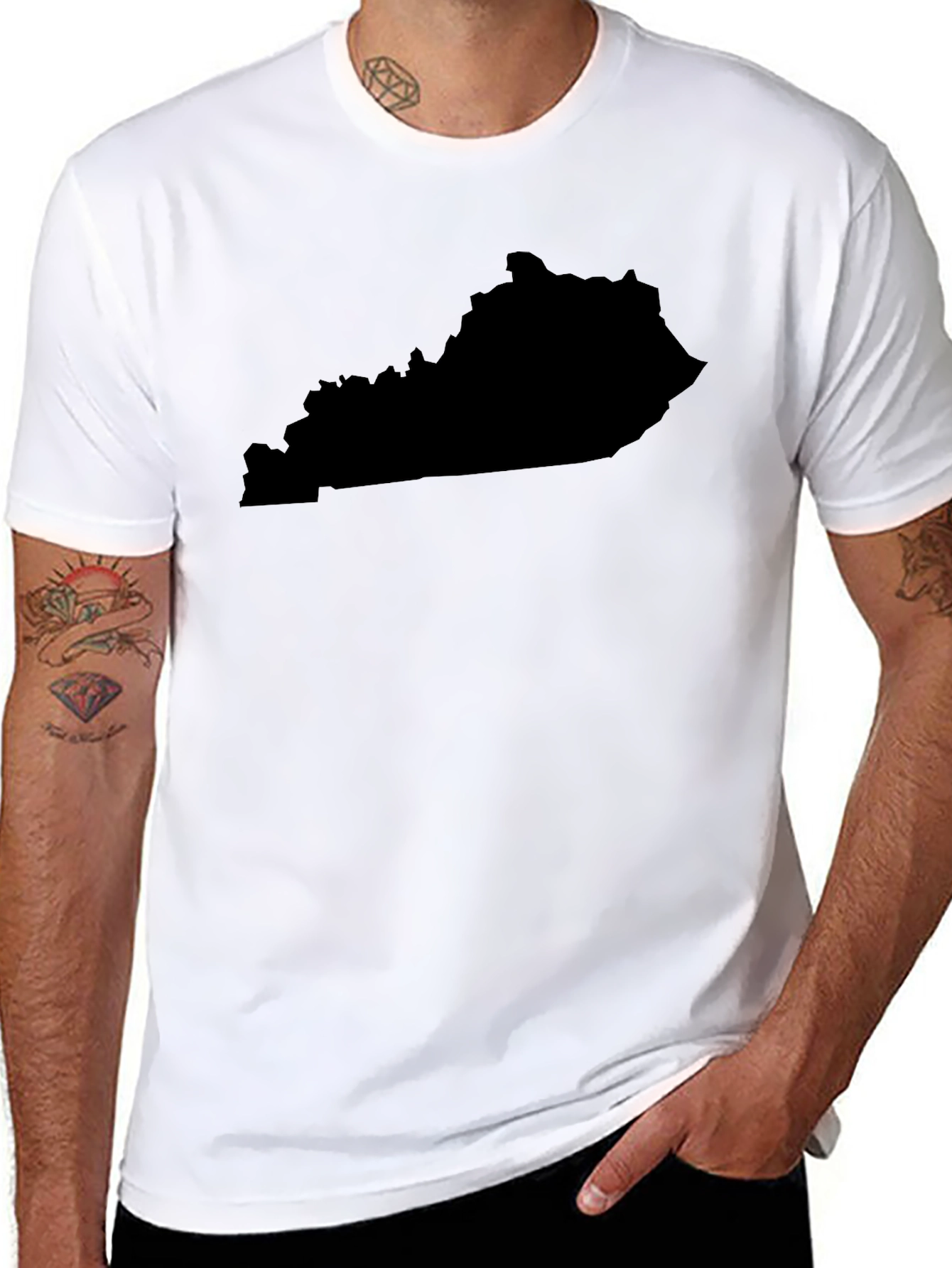 Kentucky State Outline Black T-Shirt