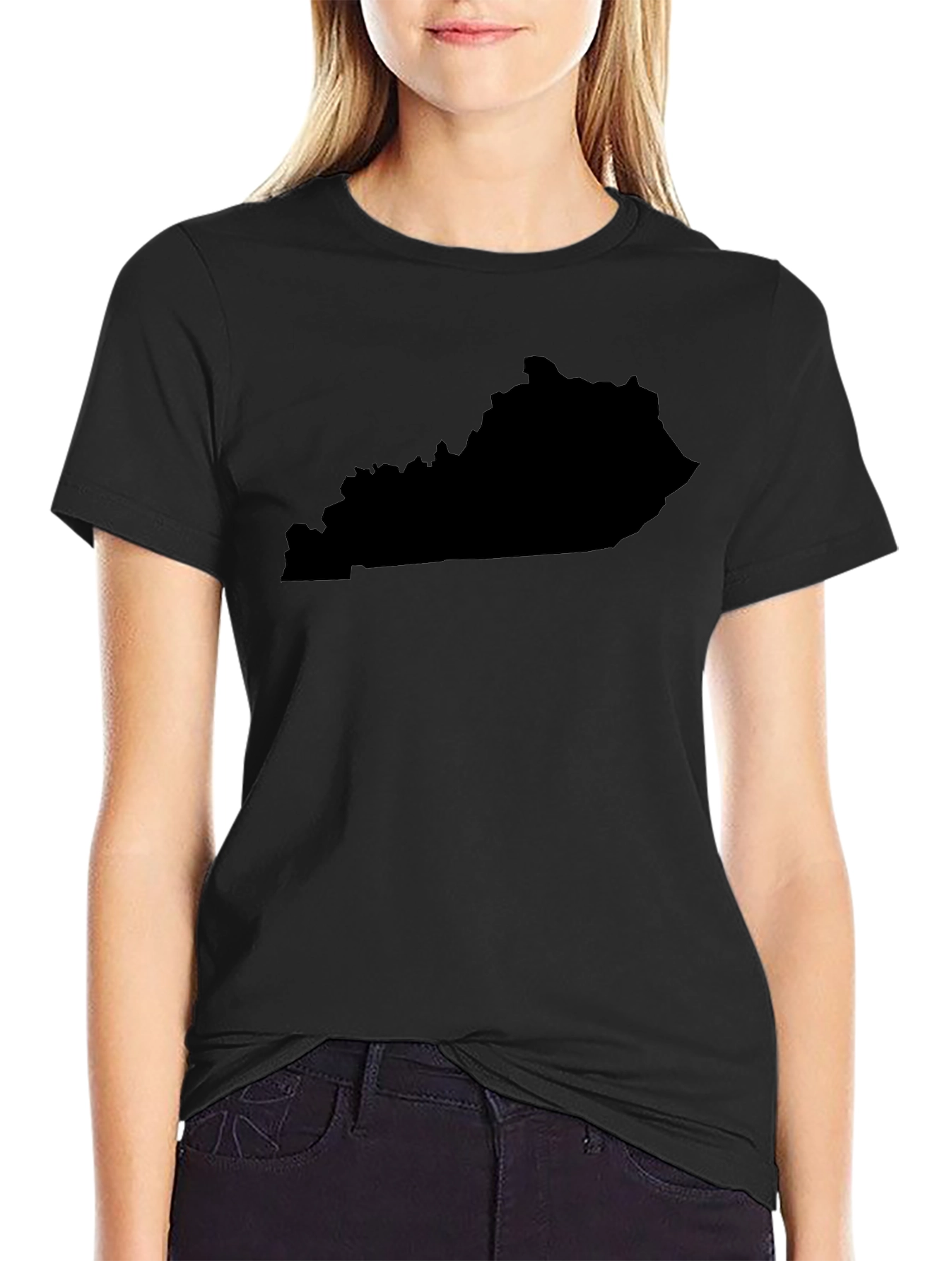 Kentucky State Outline Black T-Shirt