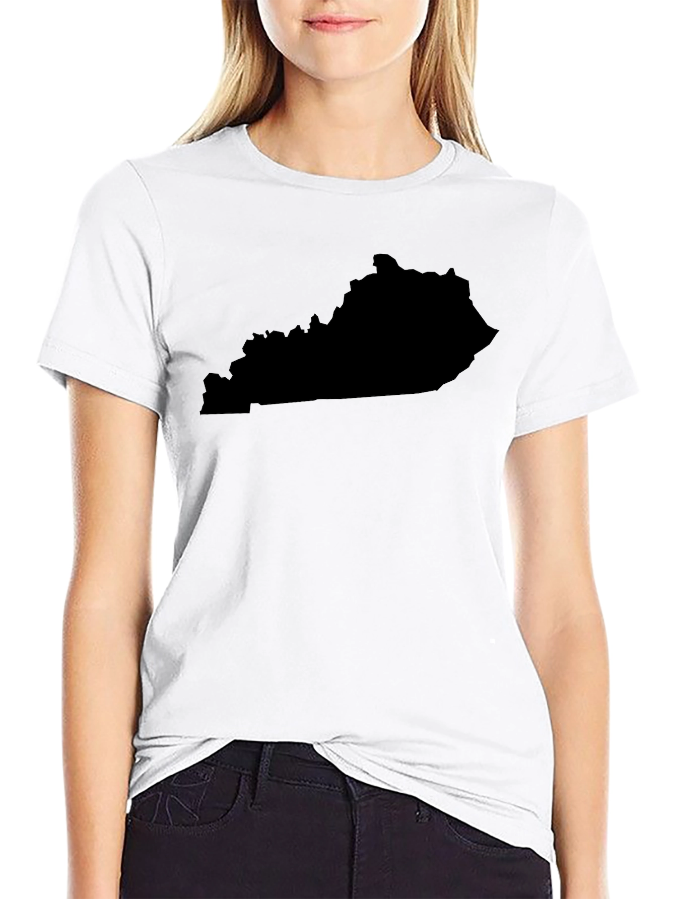 Kentucky State Outline Black T-Shirt