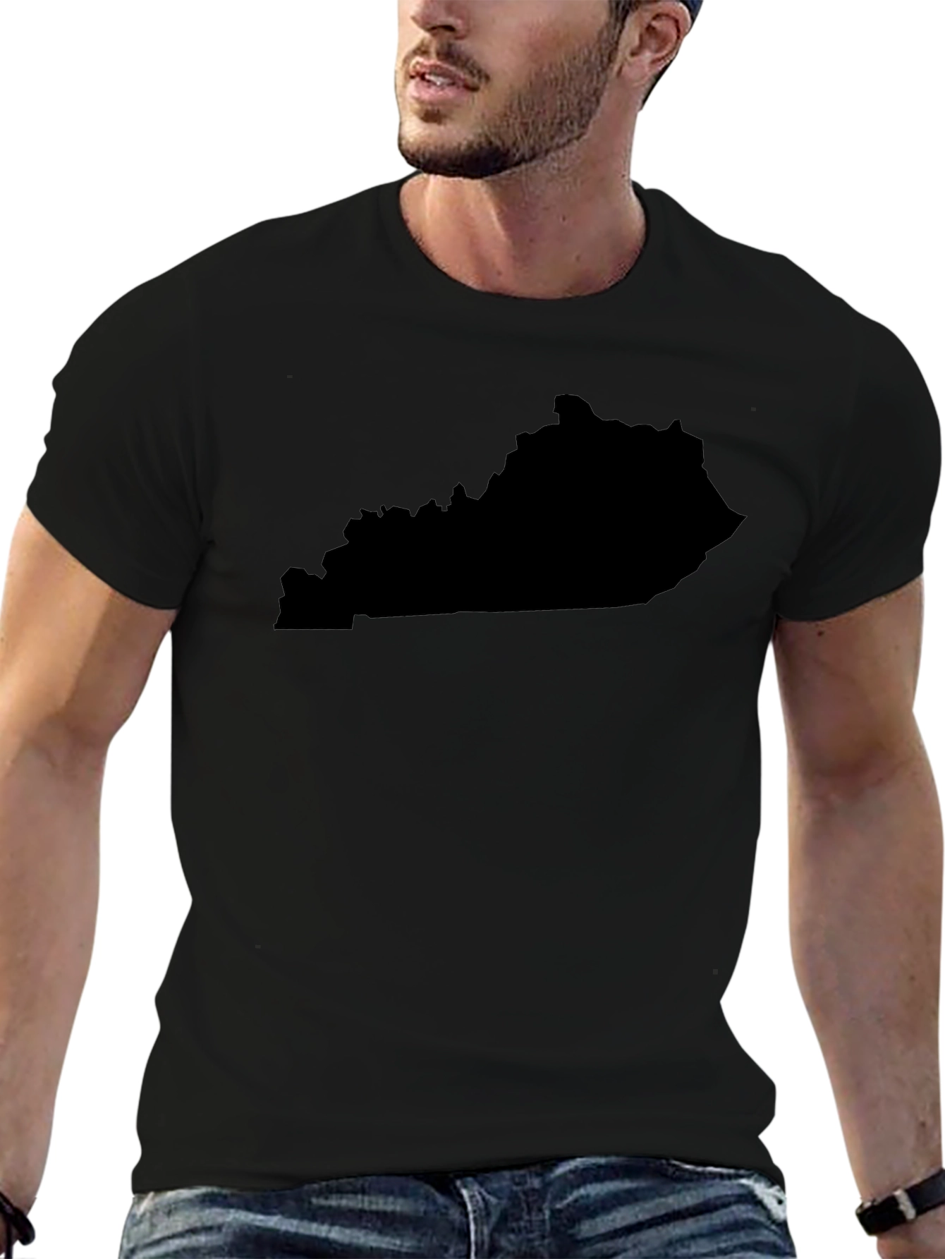 Kentucky State Outline Black T-Shirt