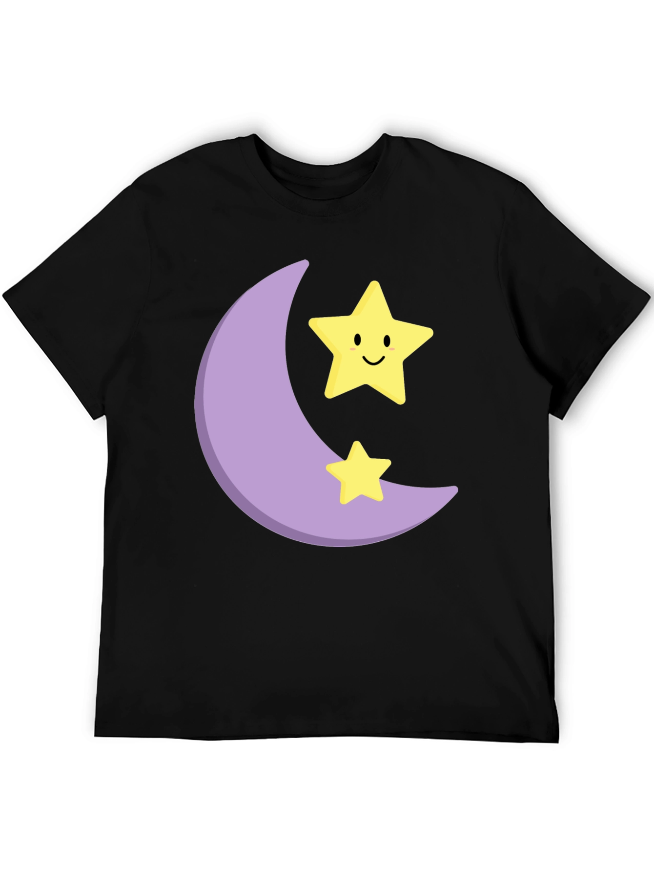 Cute Moon & Stars Graphic Black T-Shirt
