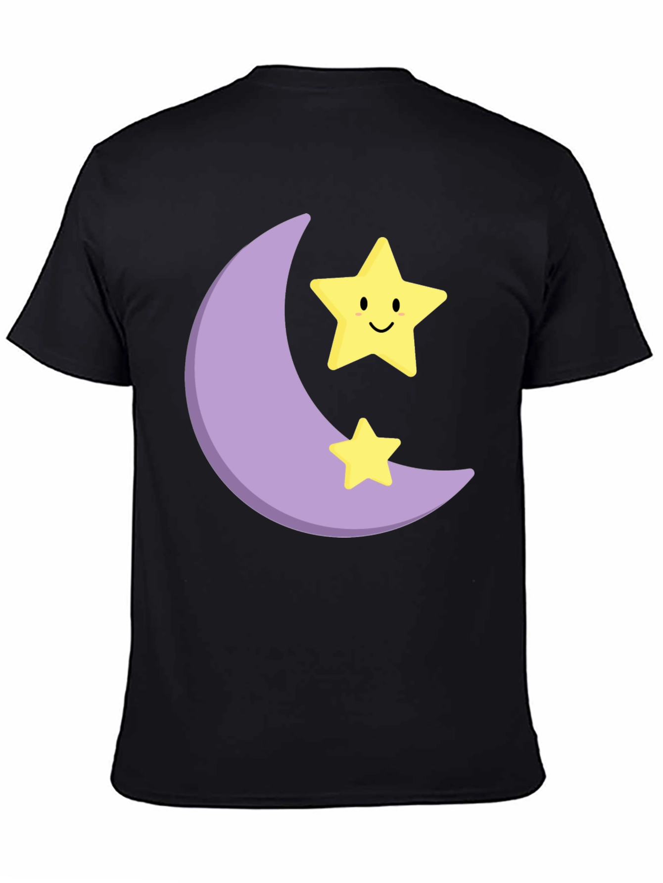 Cute Moon & Stars Graphic Black T-Shirt