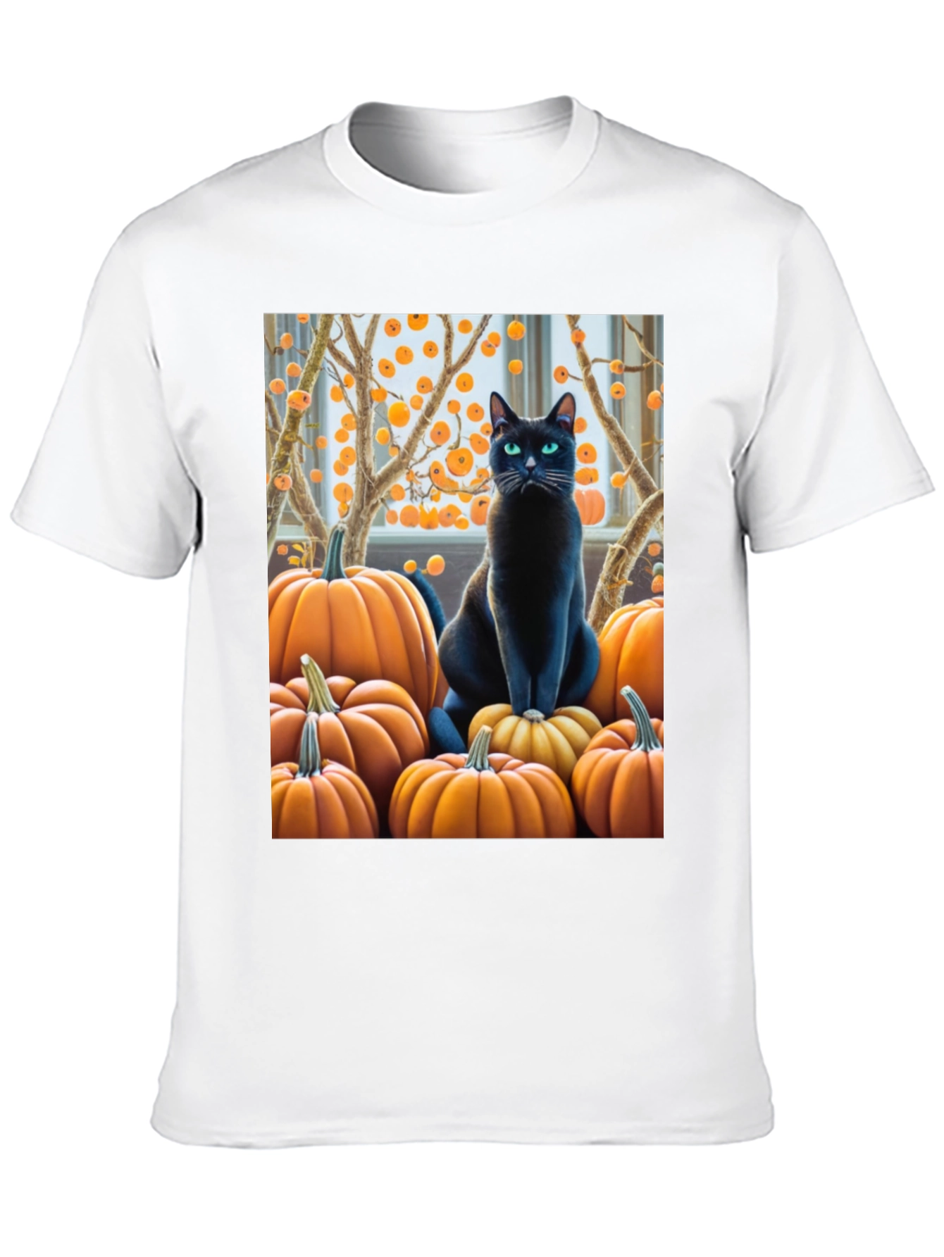 Halloween Cat & Pumpkin T-Shirt