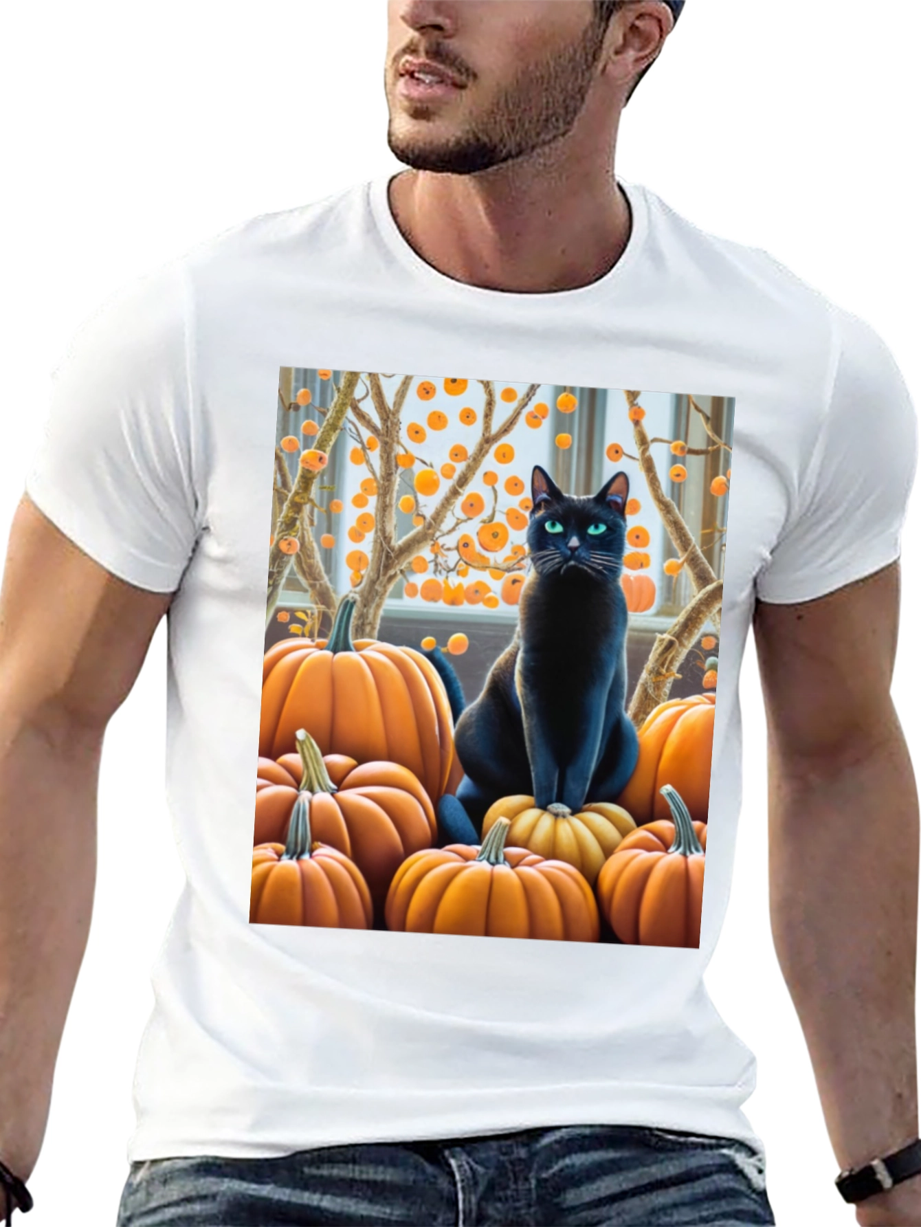 Halloween Cat & Pumpkin T-Shirt
