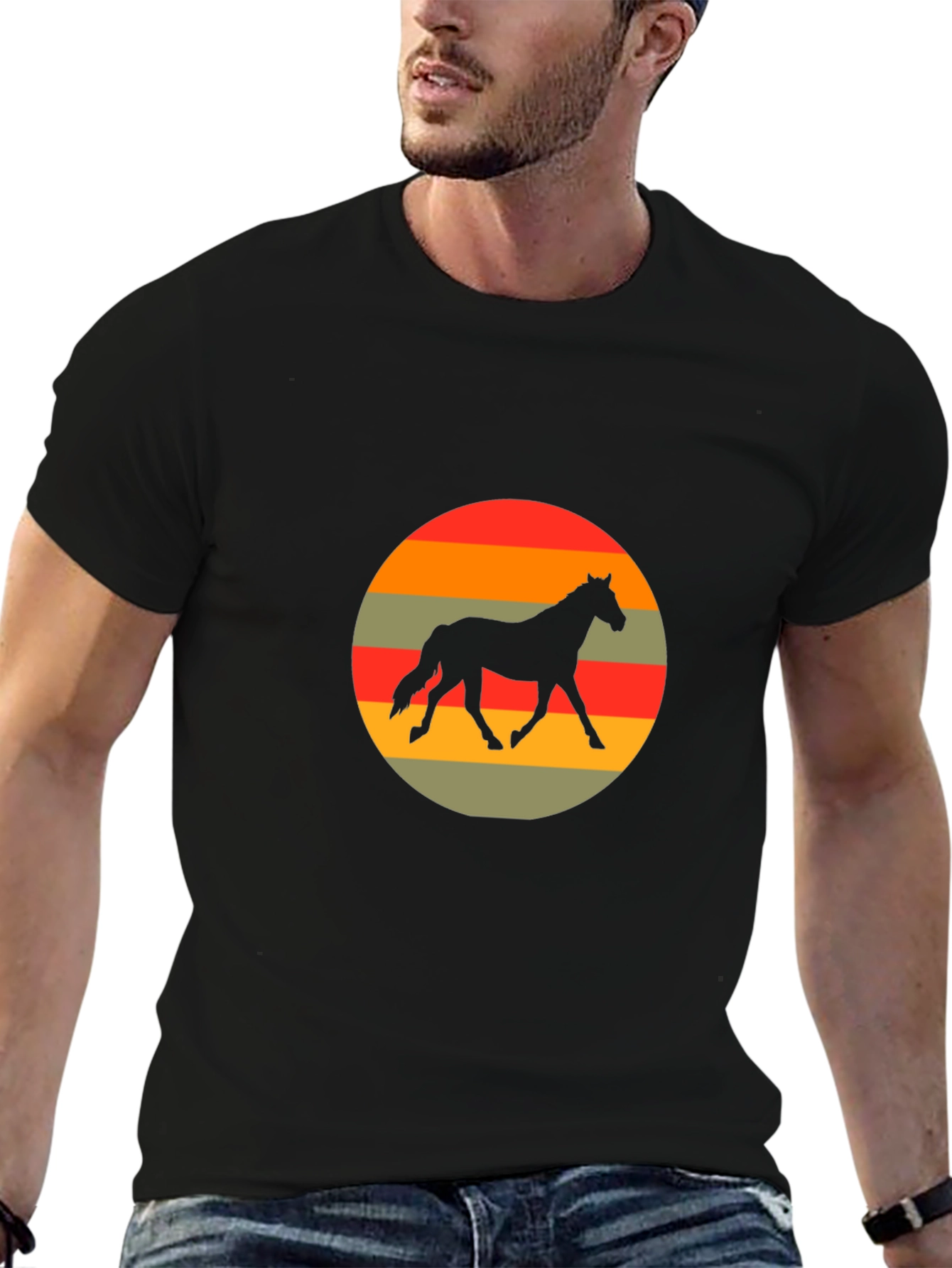 Retro Horse Silhouette Graphic T-Shirt