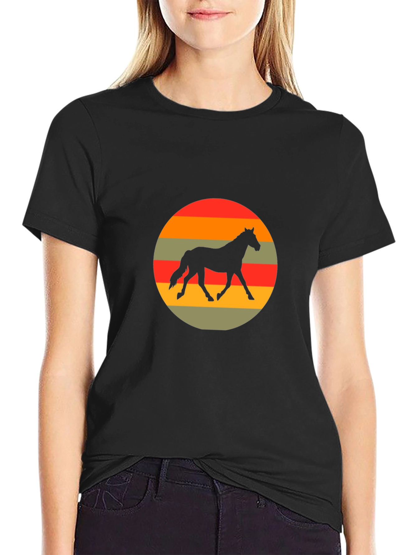 Retro Horse Silhouette Graphic T-Shirt