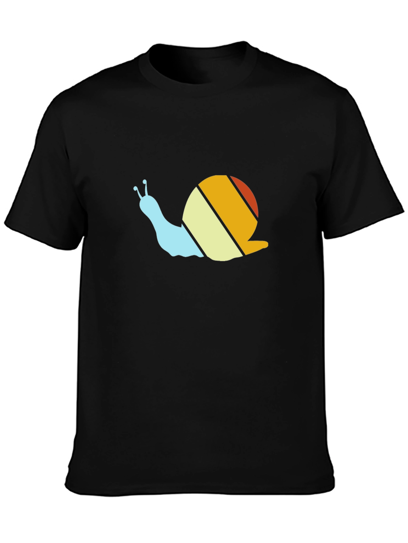Retro Snail Graphic Tee - Black Cotton T-Shirt