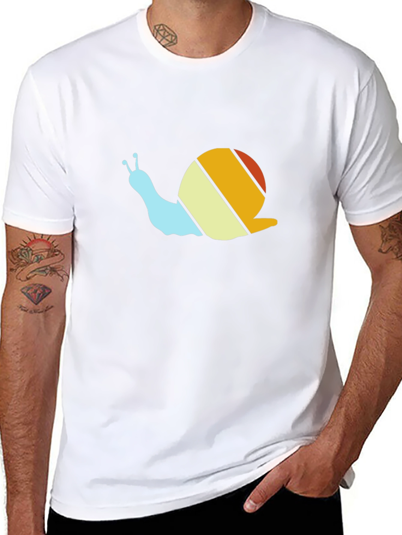 Retro Snail Graphic Tee - Black Cotton T-Shirt