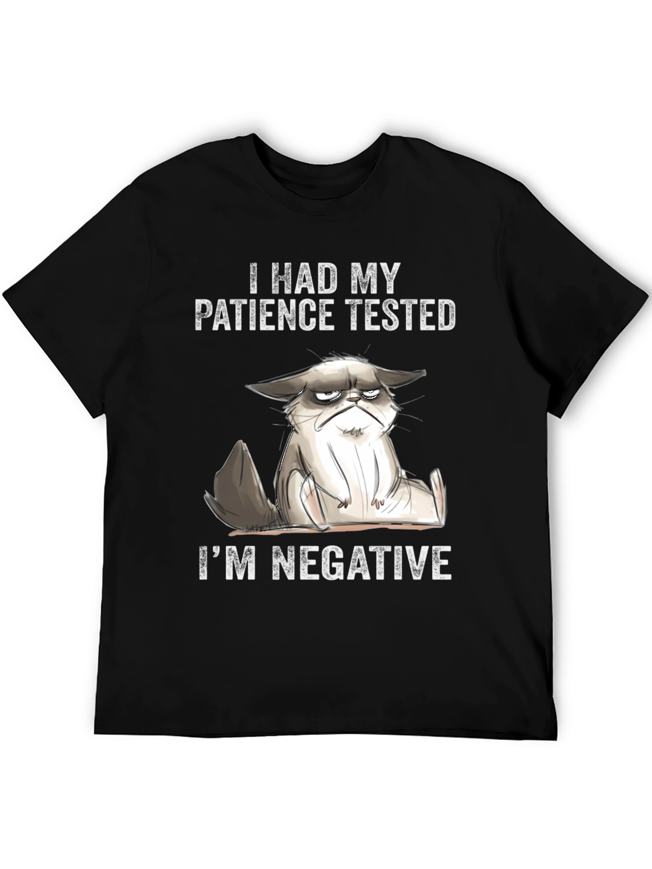 Grumpy Cat Tested Patience Negative Black T-Shirt