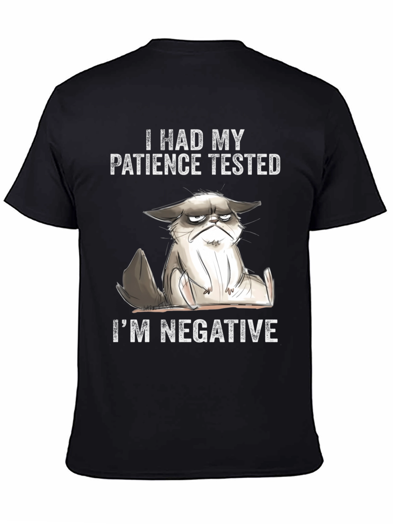 Grumpy Cat Tested Patience Negative Black T-Shirt