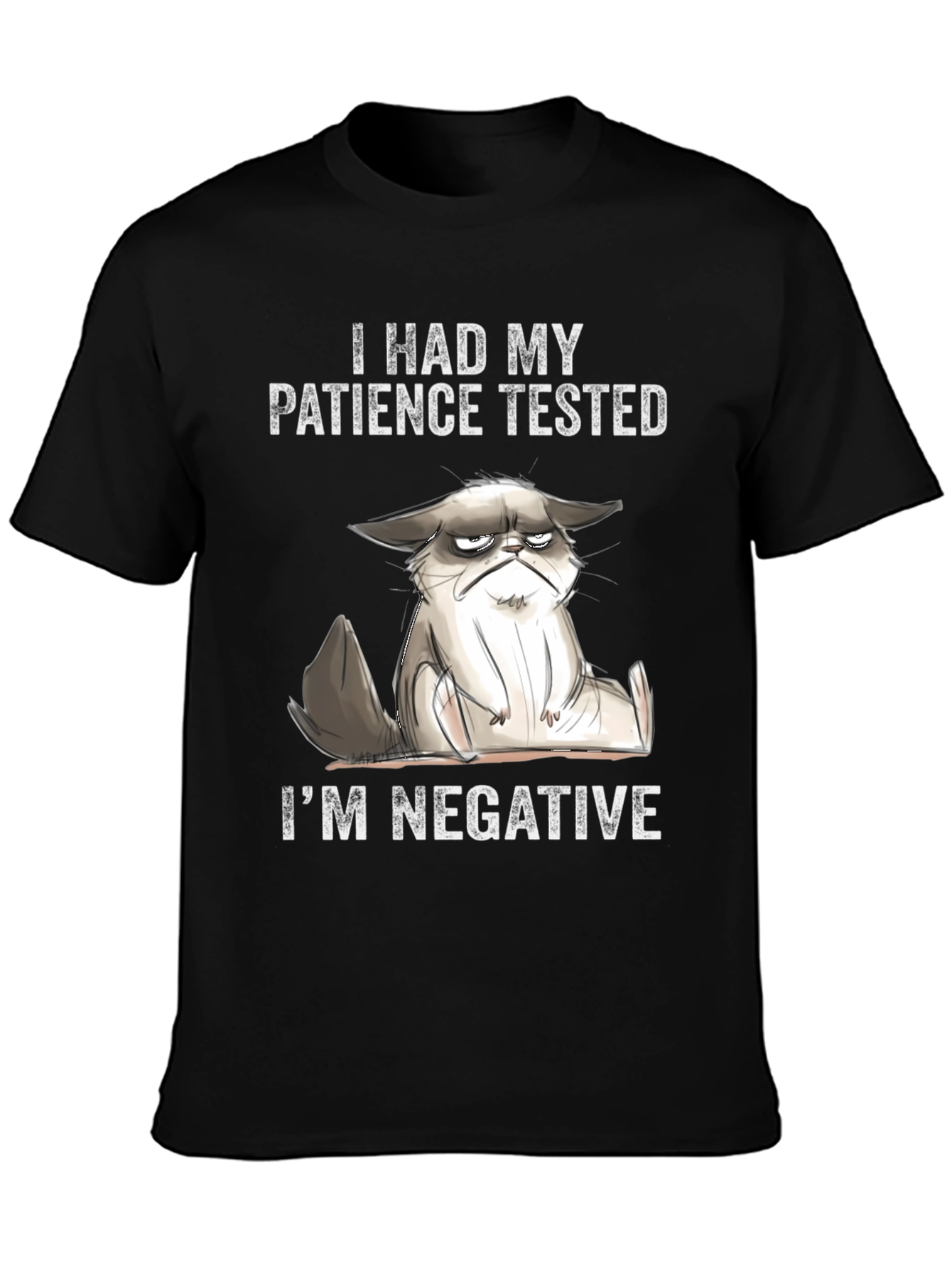 Grumpy Cat Tested Patience Negative Black T-Shirt