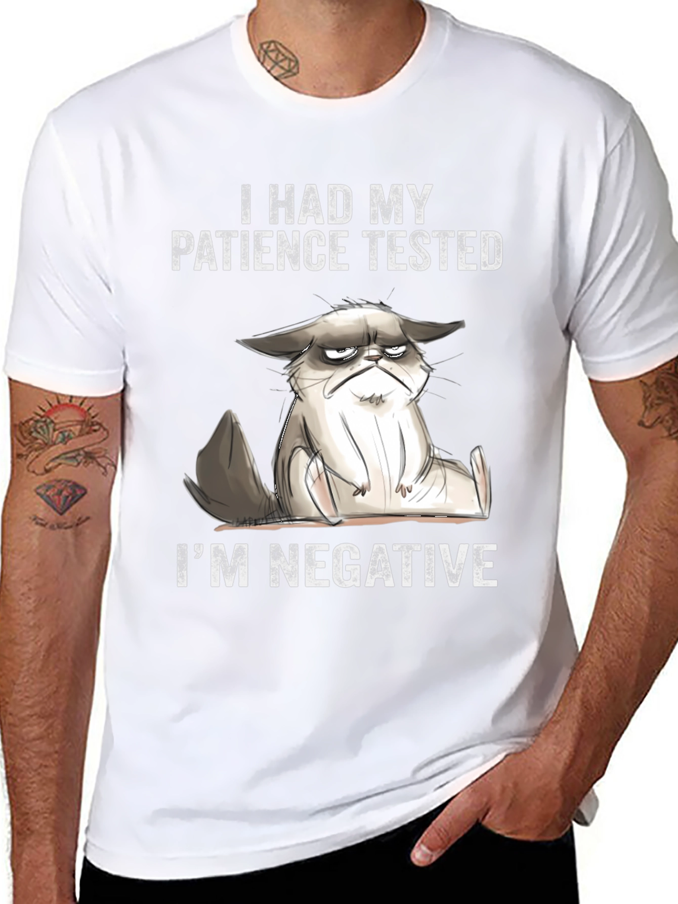 Grumpy Cat Tested Patience Negative Black T-Shirt
