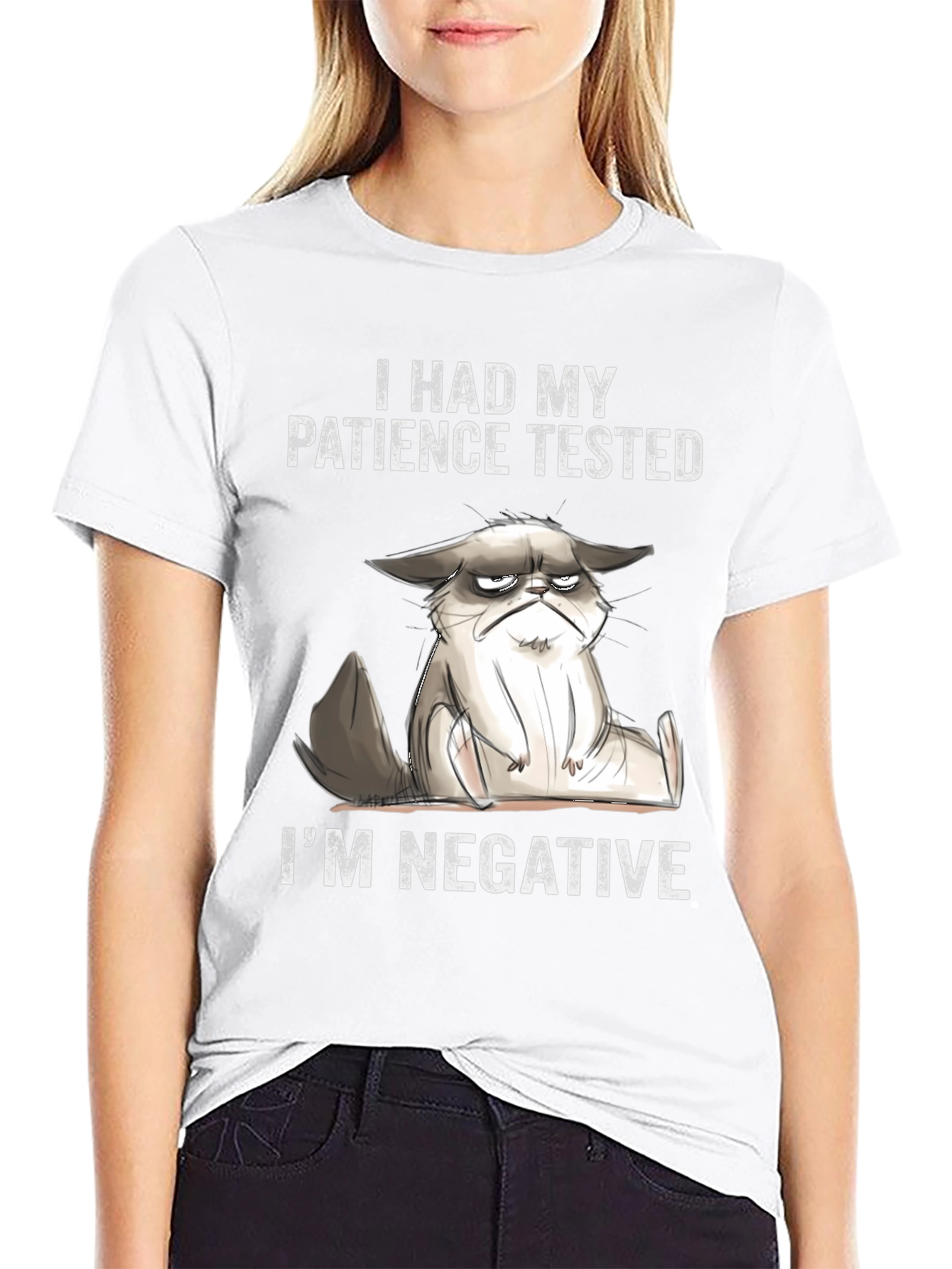 Grumpy Cat Tested Patience Negative Black T-Shirt