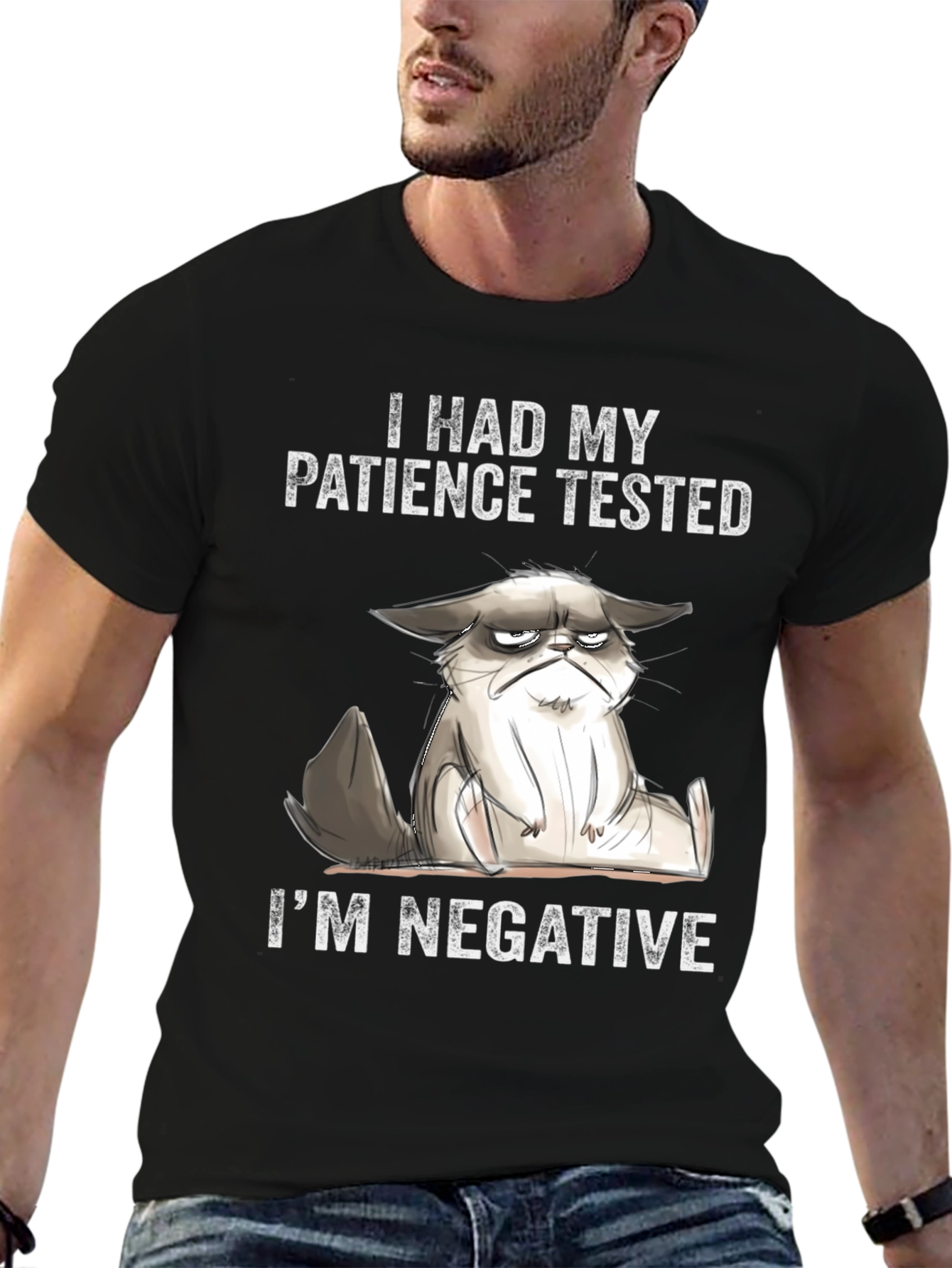 Grumpy Cat Tested Patience Negative Black T-Shirt