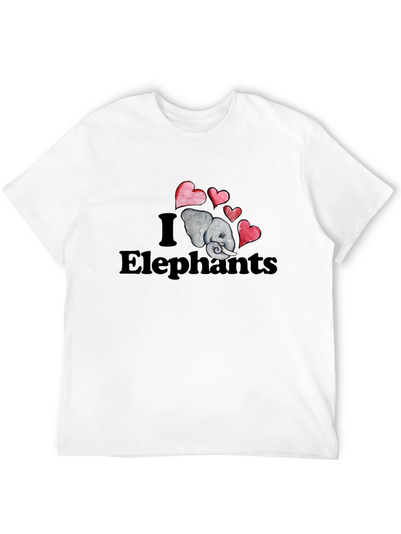 I Love Elephants Graphic T-Shirt - Black