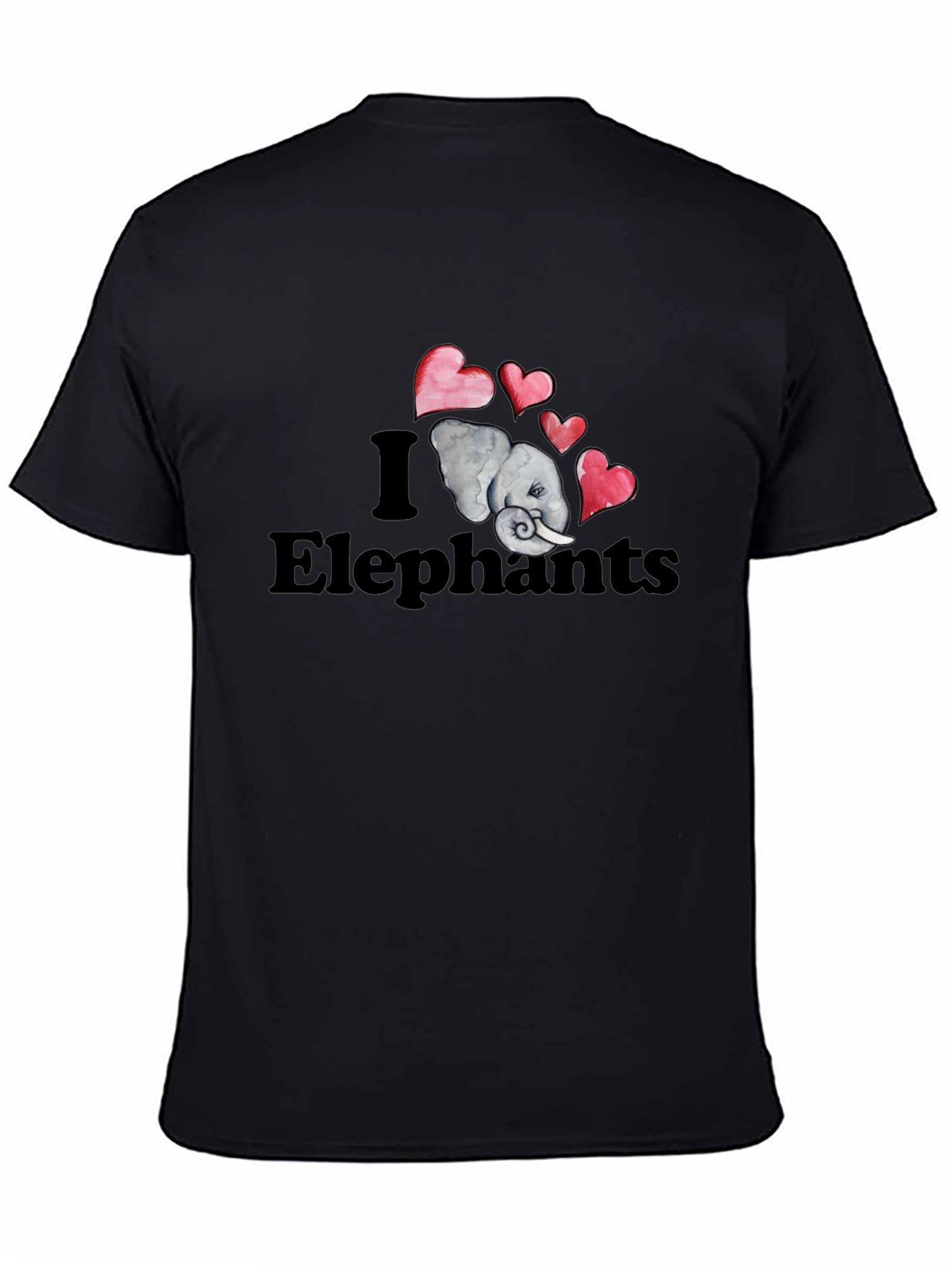 I Love Elephants Graphic T-Shirt - Black