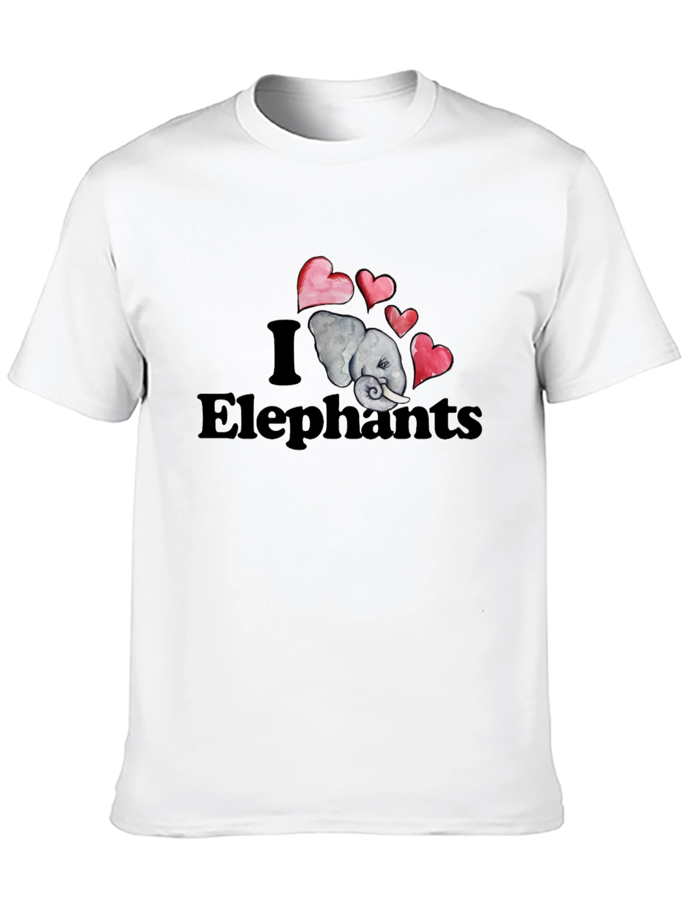 I Love Elephants Graphic T-Shirt - Black