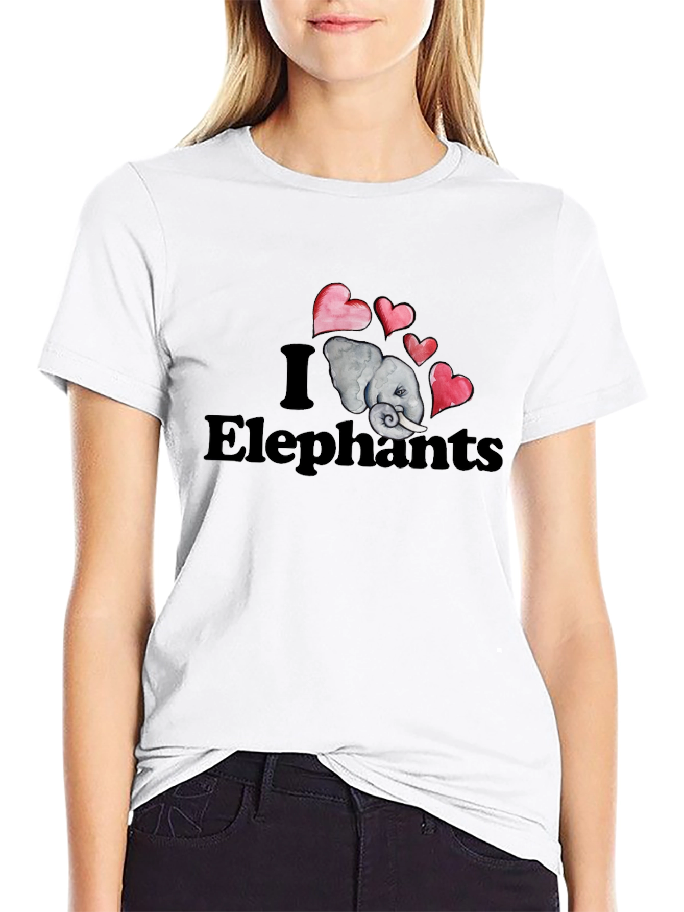 I Love Elephants Graphic T-Shirt - Black