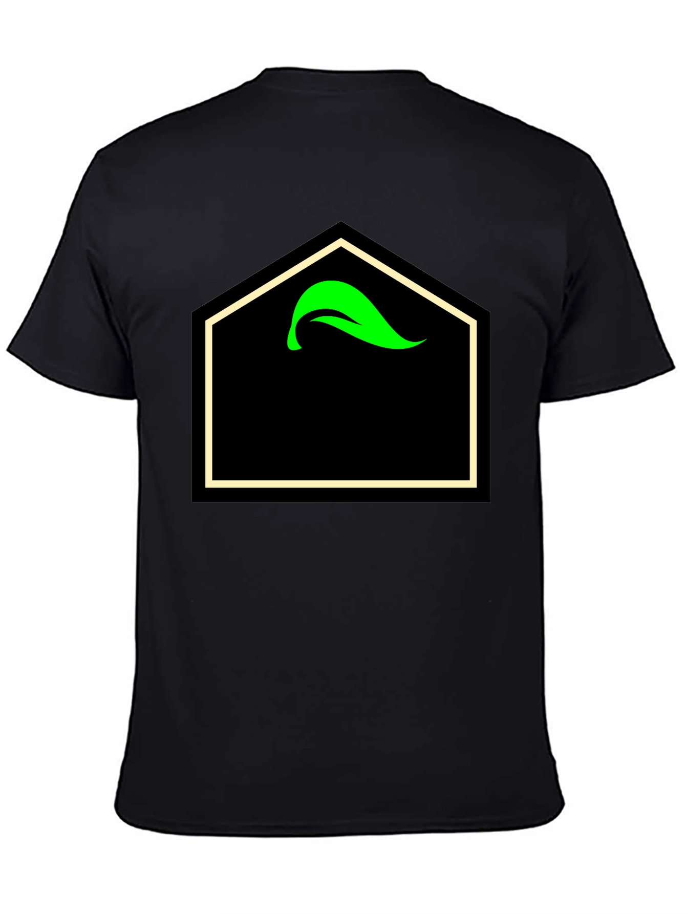 Black T-Shirt with Geometric Leaf Design