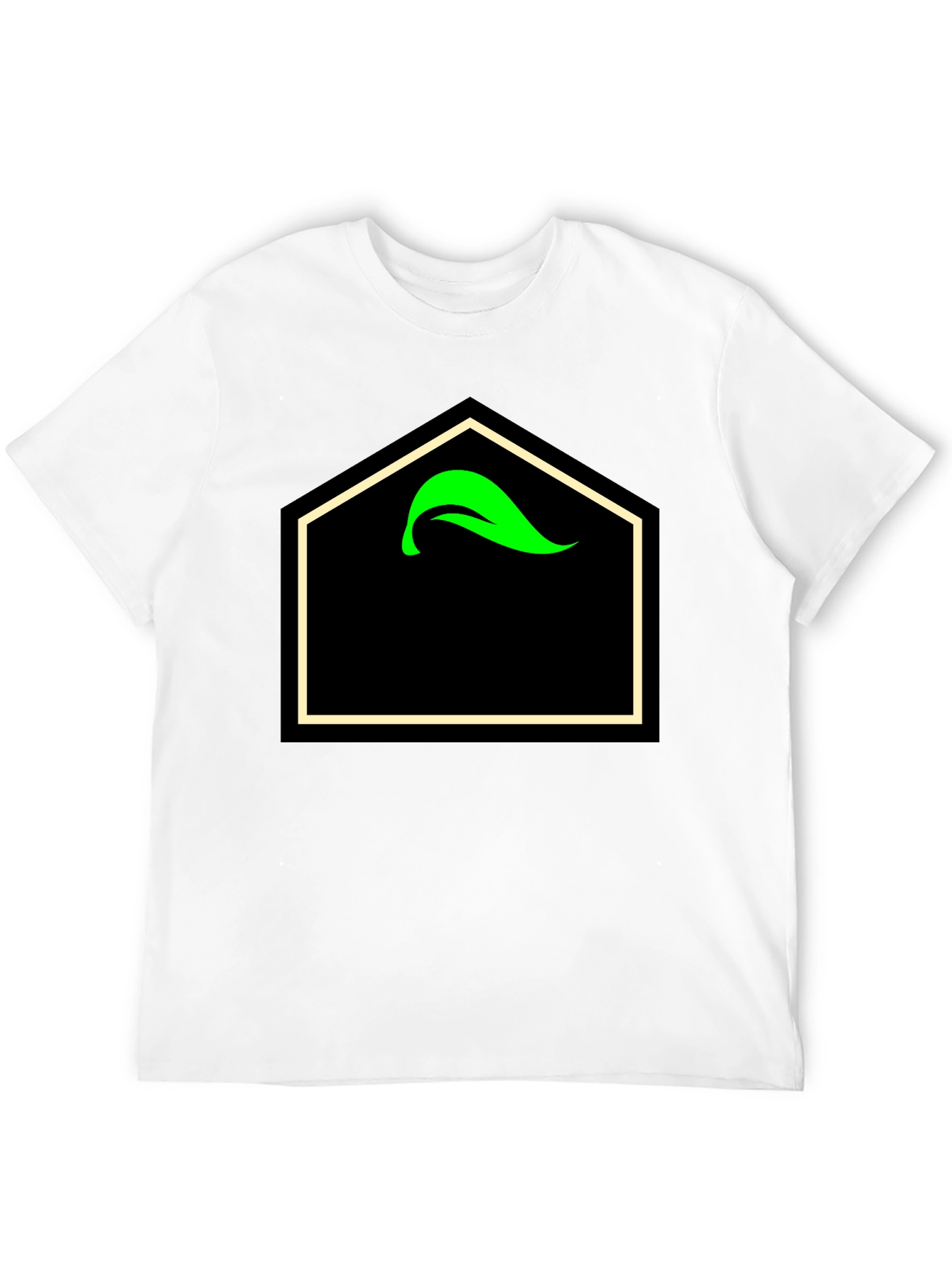 Black T-Shirt with Geometric Leaf Design