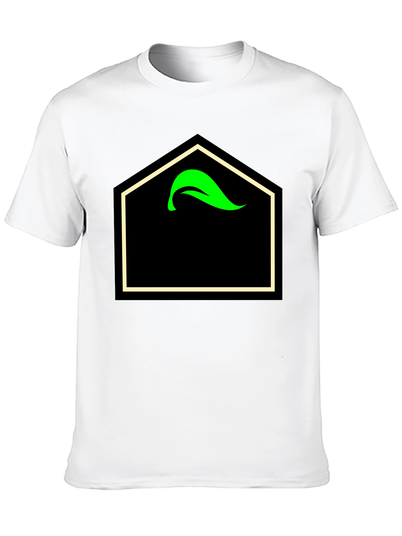 Black T-Shirt with Geometric Leaf Design