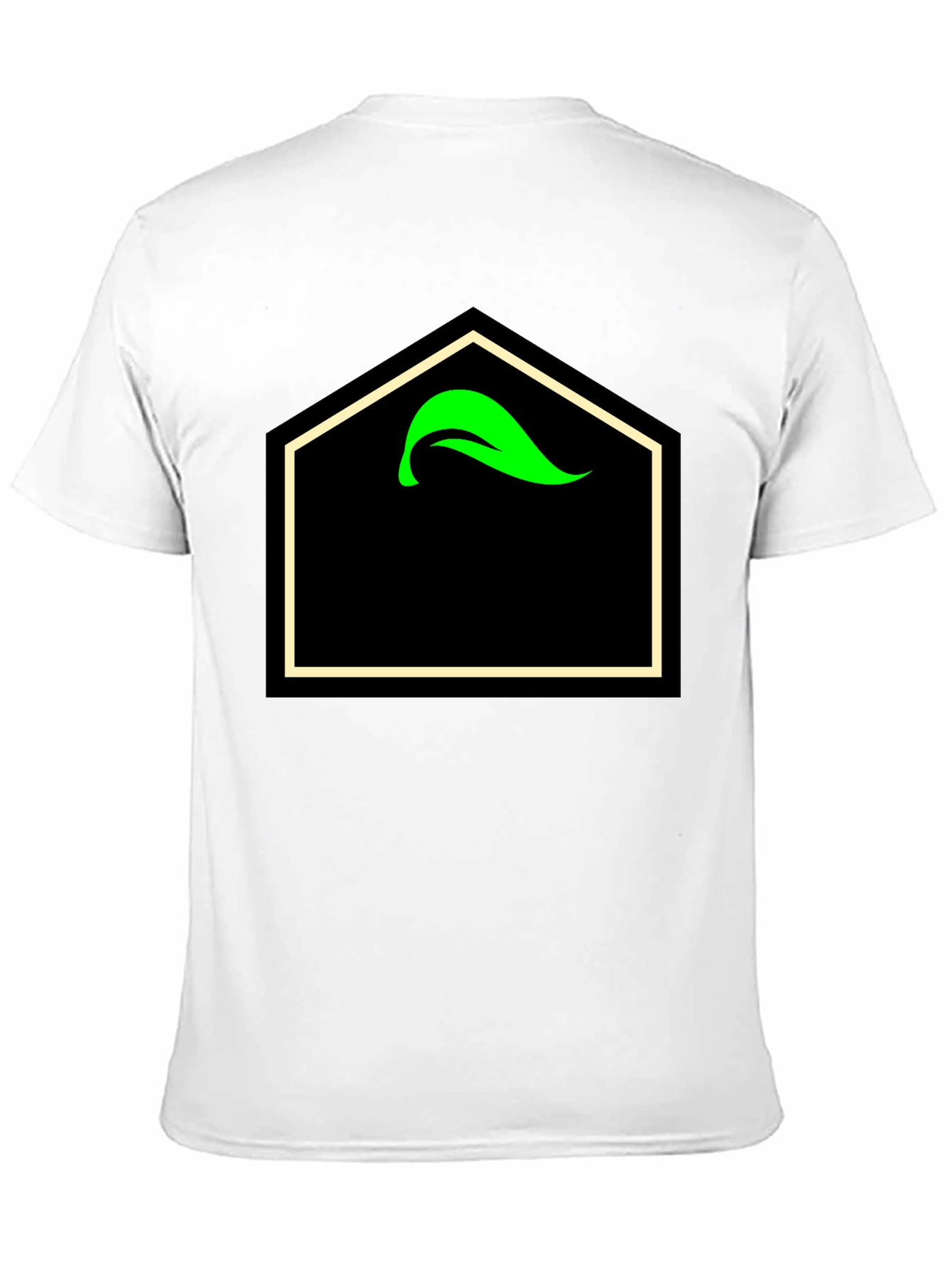 Black T-Shirt with Geometric Leaf Design