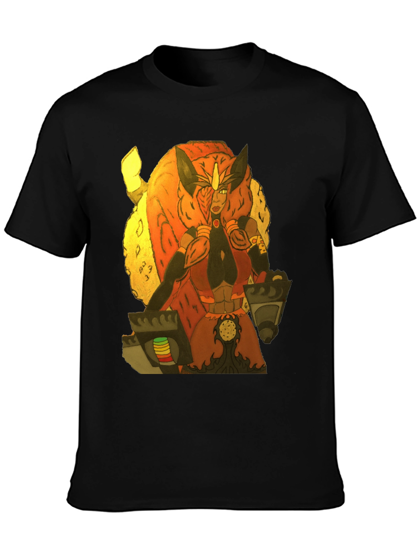 Fantasy Character Graphic Print Black T-Shirt