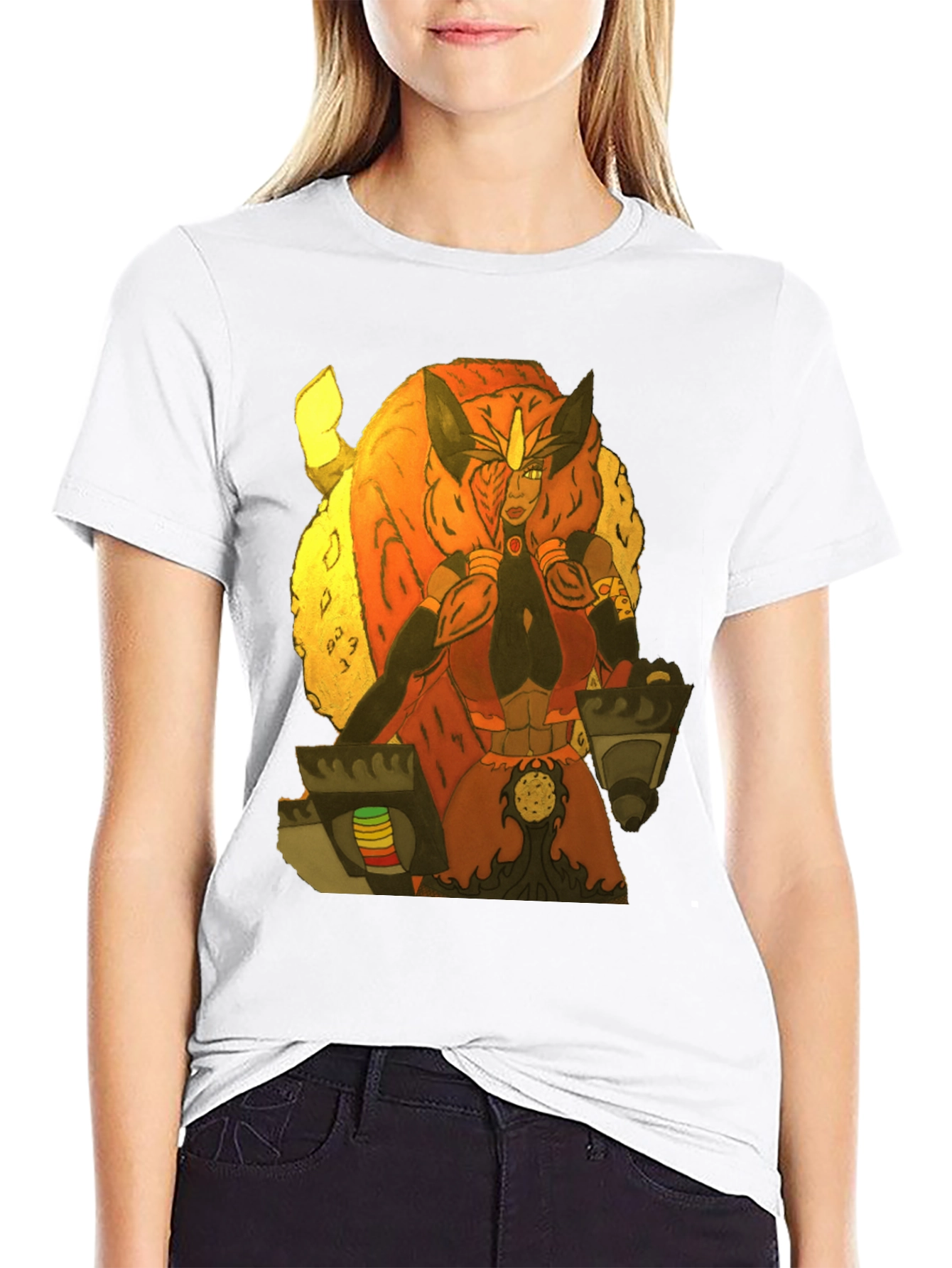 Fantasy Character Graphic Print Black T-Shirt