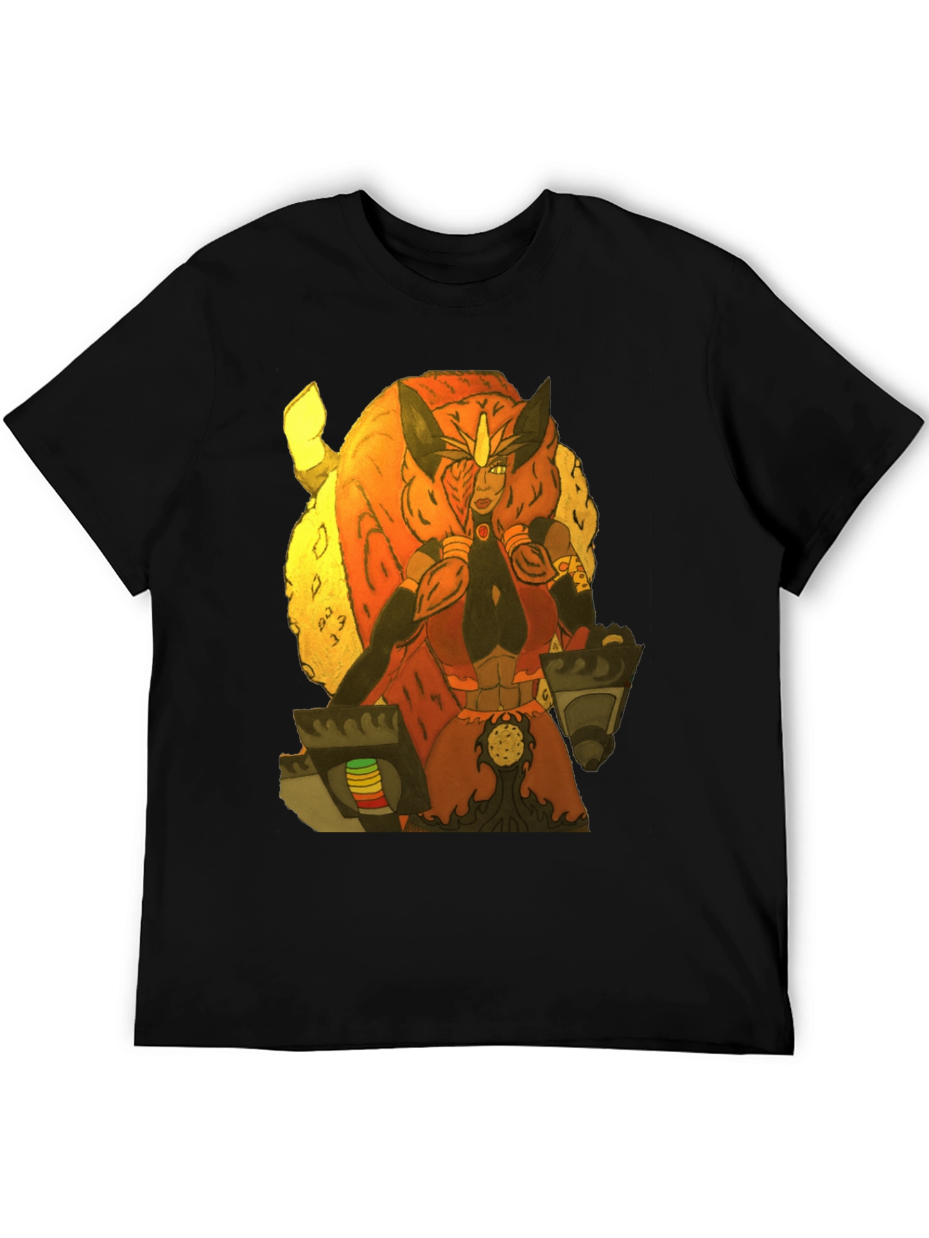 Fantasy Character Graphic Print Black T-Shirt