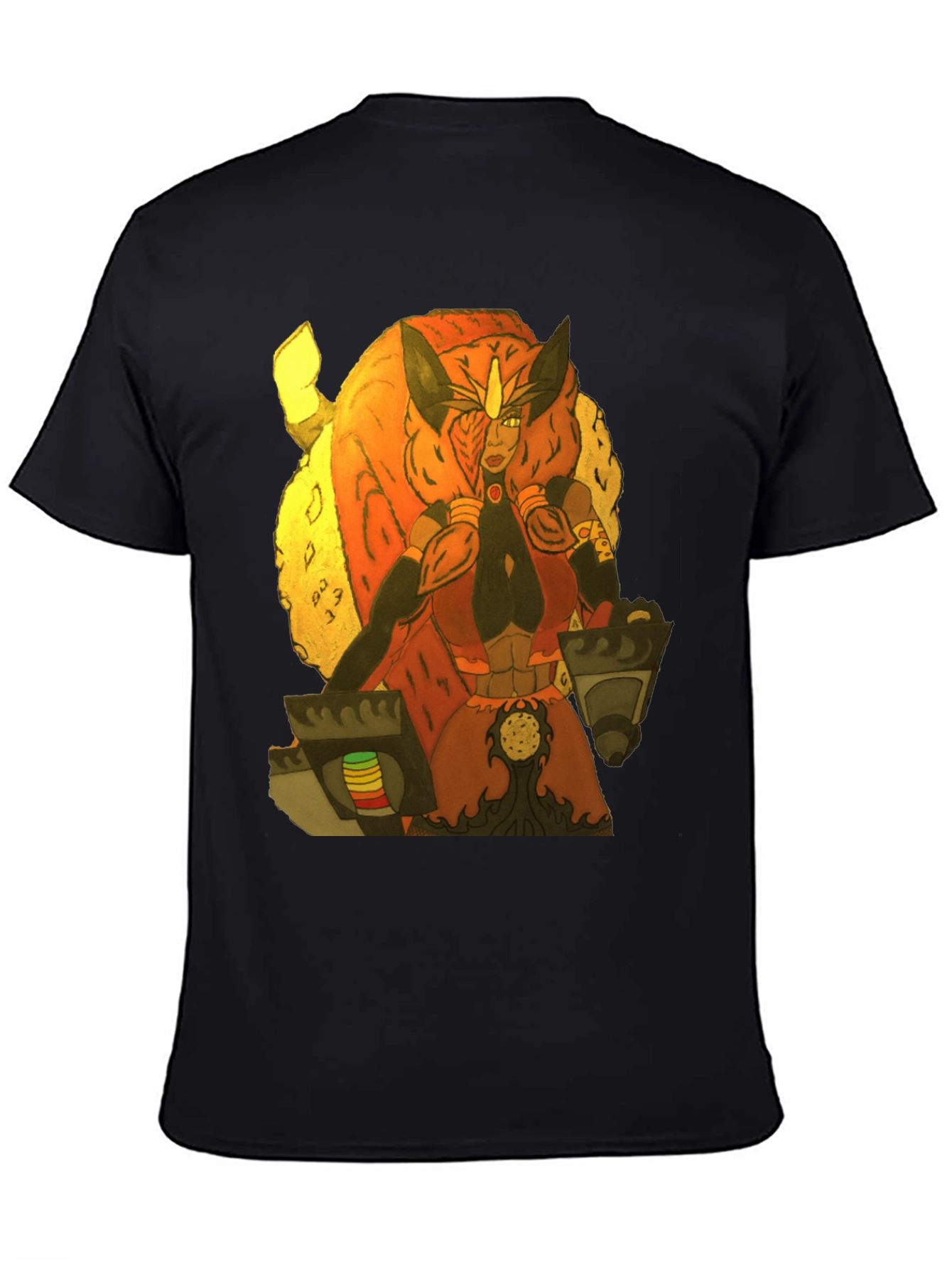 Fantasy Character Graphic Print Black T-Shirt