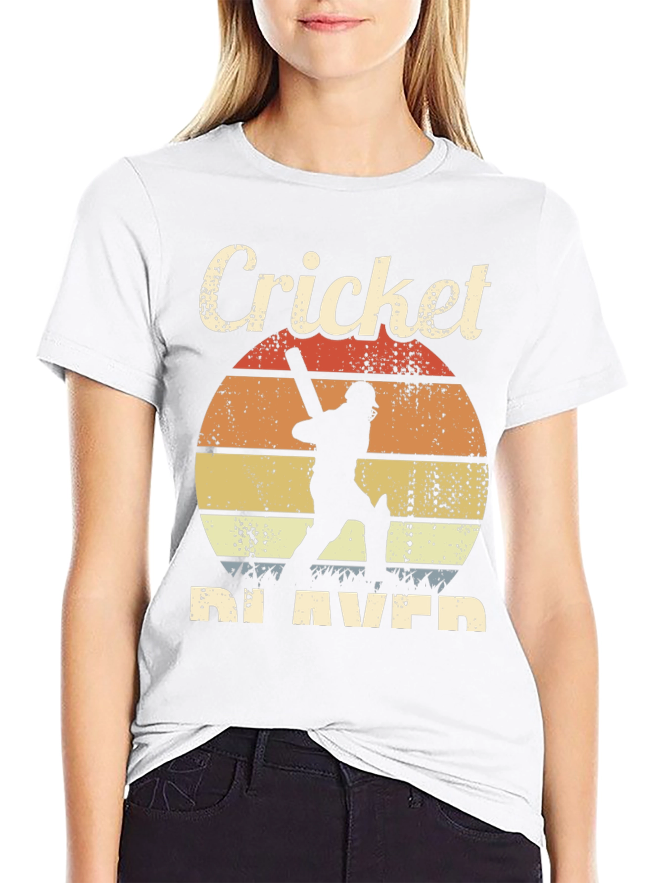 Retro Cricket Player Graphic T-Shirt